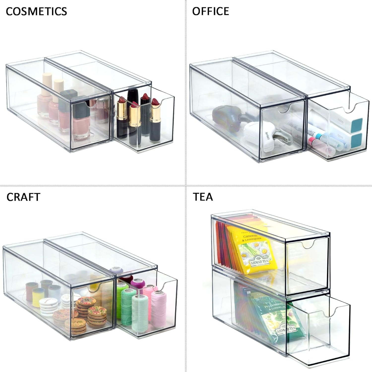 3 Drawers Plastic Kitchen Pantry Stackable Storage Organizer, Plastic Tea Packet Organizers, Stackable Tea Bag Holder... - Image 5