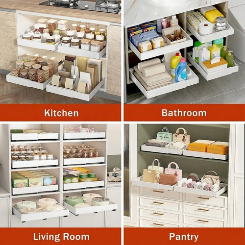 Acztne Pull Out Cabinet Organizer Expandable (13''-19''), 21" Deep Heavy Duty Slide Out Drawers for Kitchen, Pantry, Bathroom, Under Sink St - Image 2