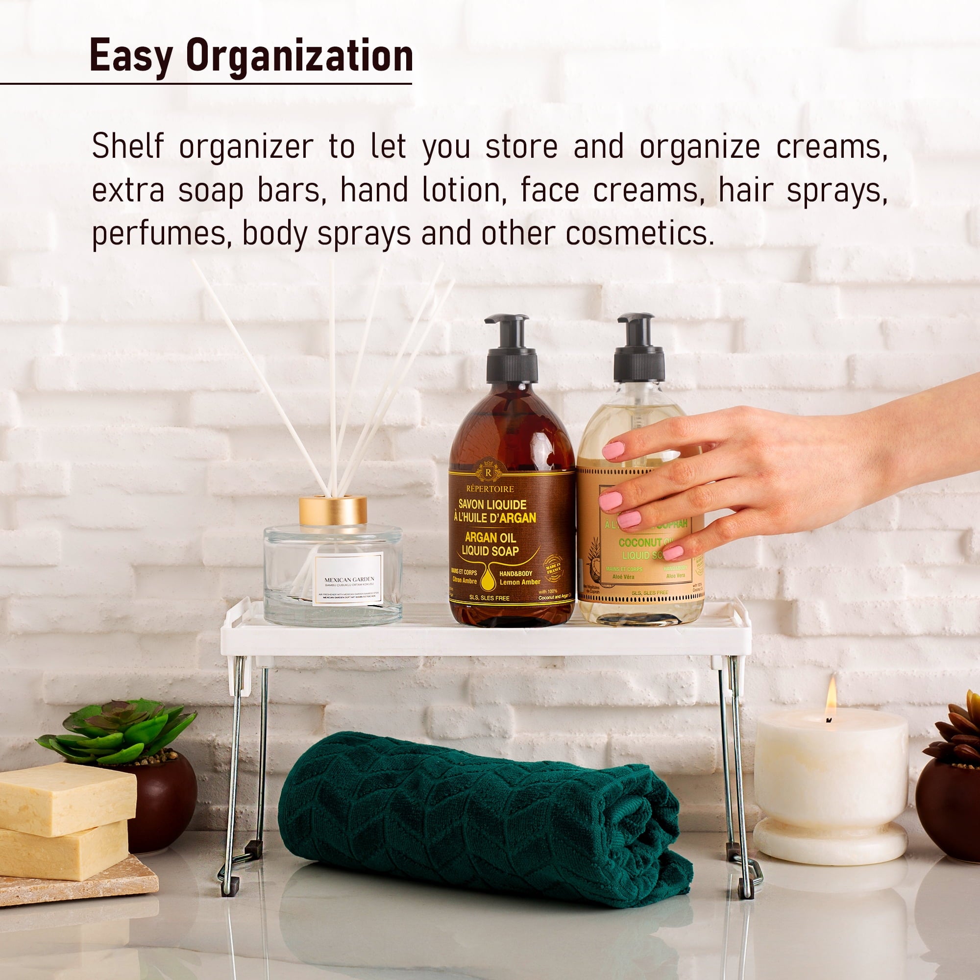 Cabinet Shelf Organizer, Stacking Cabinet Rack, 5.5 x 11.8in, Metal Wire Pantry and Counter Shelf for Storage of Kitc... - Image 3