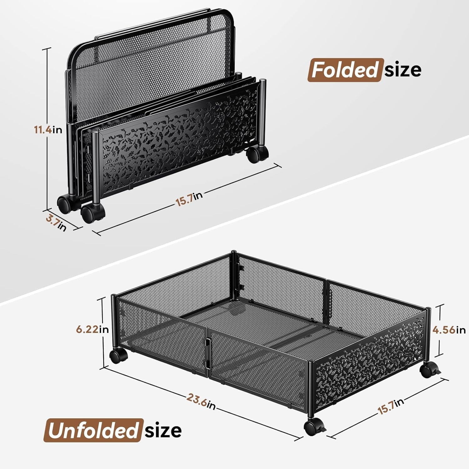 Flycity 2 Pack Foldable Under Bed Storage, Under the Bed Storage Containers with Wheels, Storage Organizer Bins for Bedroom Clothes Shoes Bl - Image 2