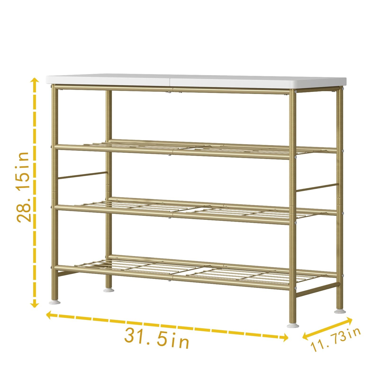 hoe Rack Organizer 4 Tier for Closet Entryway Free Standing Metal Storage Shoe Shelf,Gold - Image 3