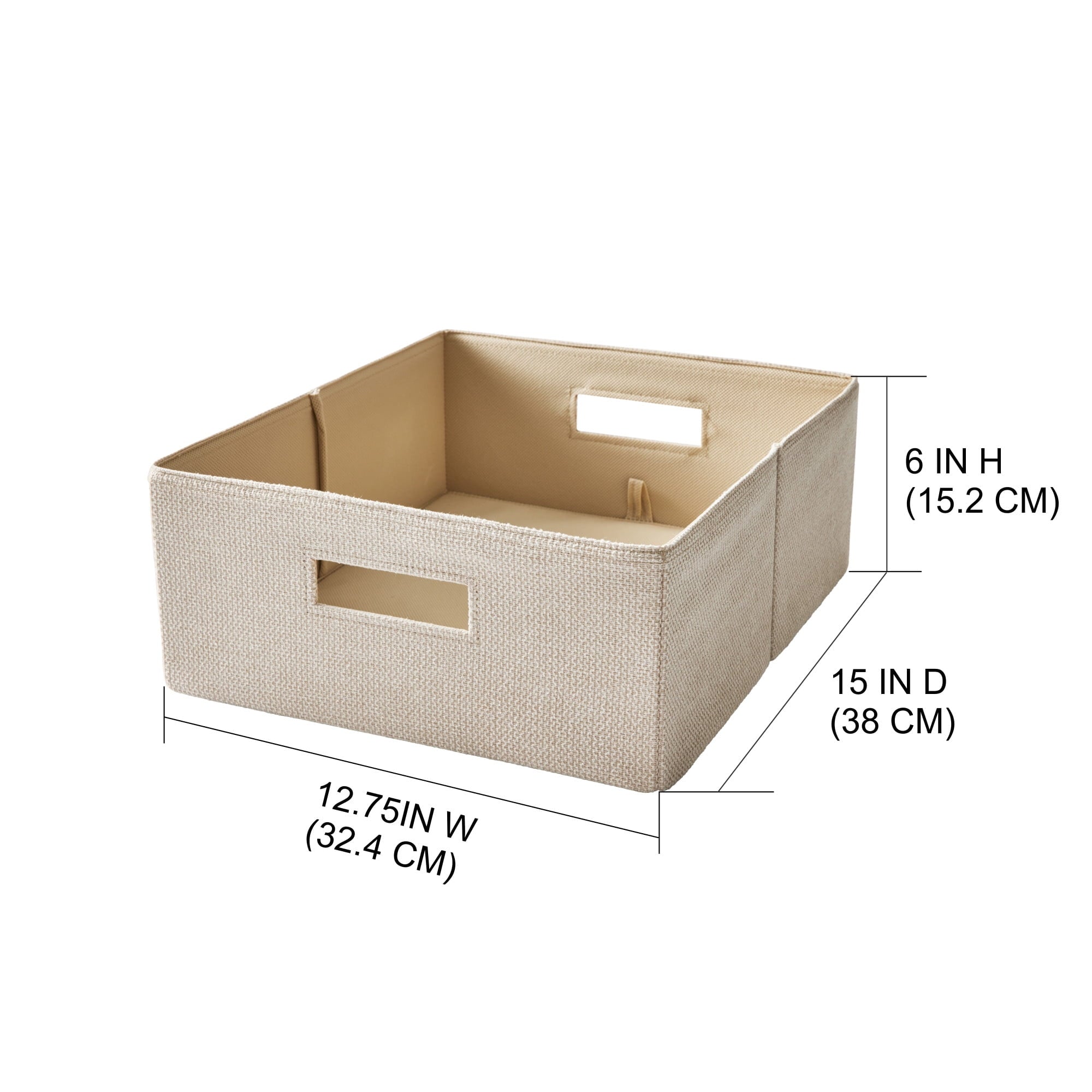 Half-Size Fabric Storage Bin, Toasted Almond Textured - Image 3