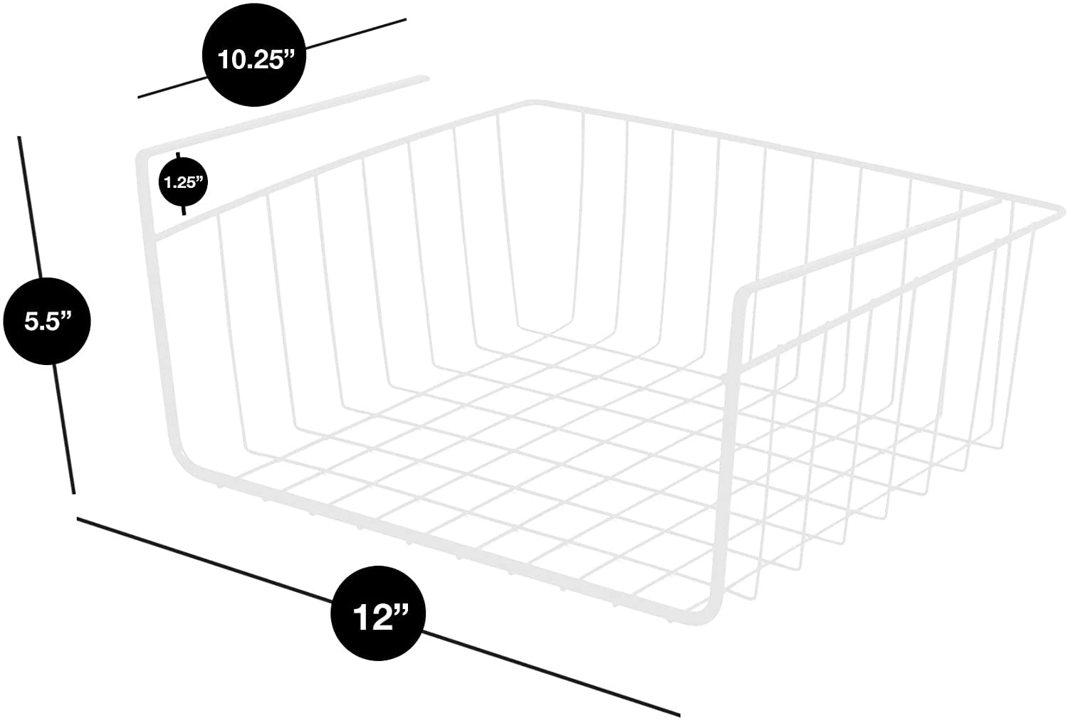 Undershelf Storage Basket - Set of 6 - Small - Snug Fit Arms - Steel Metal Wire Frame - Rust Resistant - Cabinet, Pan... - Image 4