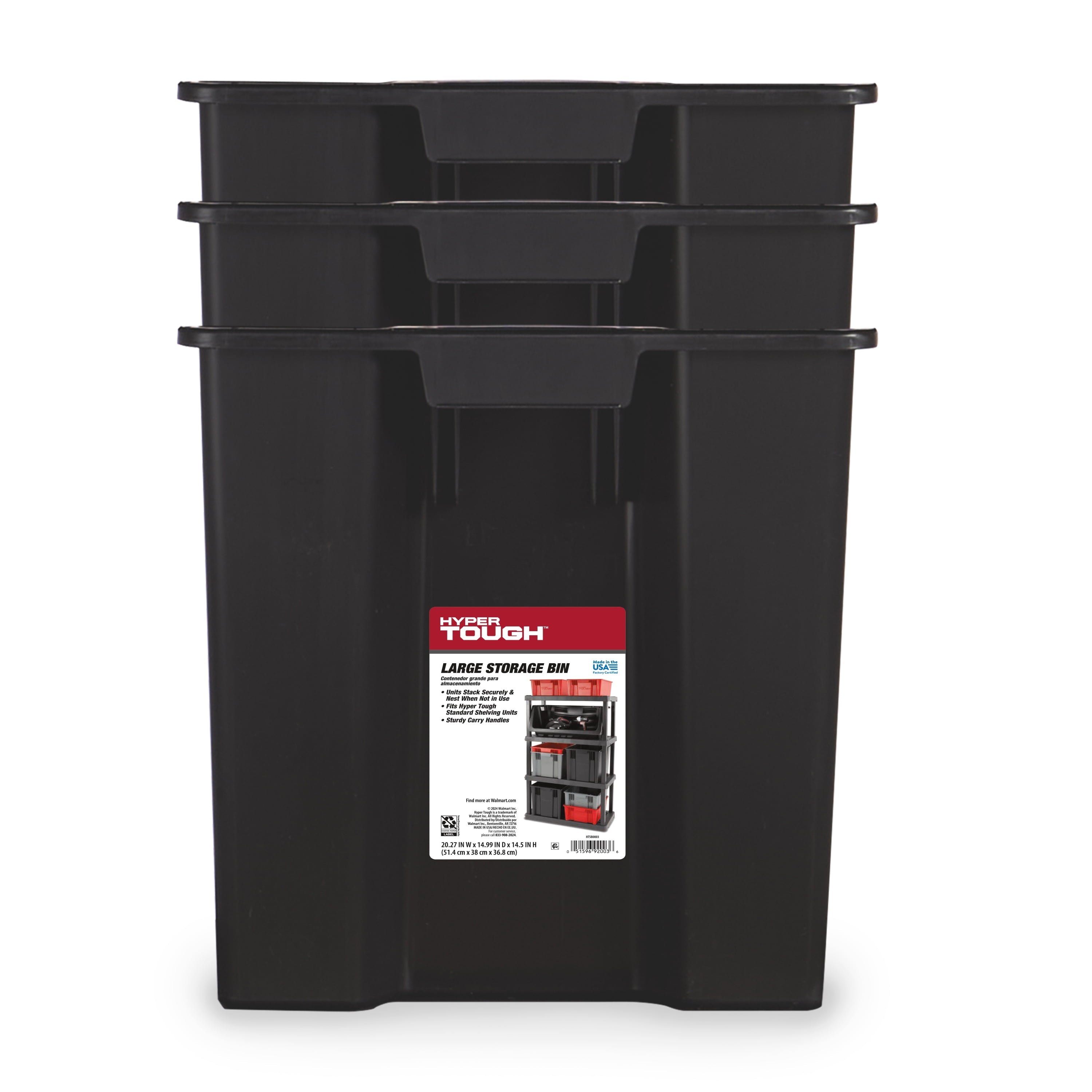 Garage Plastic Storage Bin Large Nesting Stacking, Black - Image 3