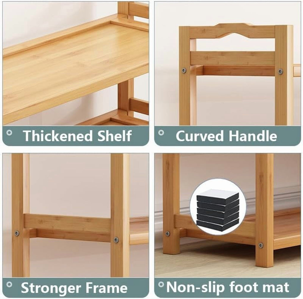 Bamboo Shoe Rack for Closet, 6 Tier Wooden Stackable Shoe Organizer, Free Standing Shoes Storage Shelf for Entryway, ... - Image 5