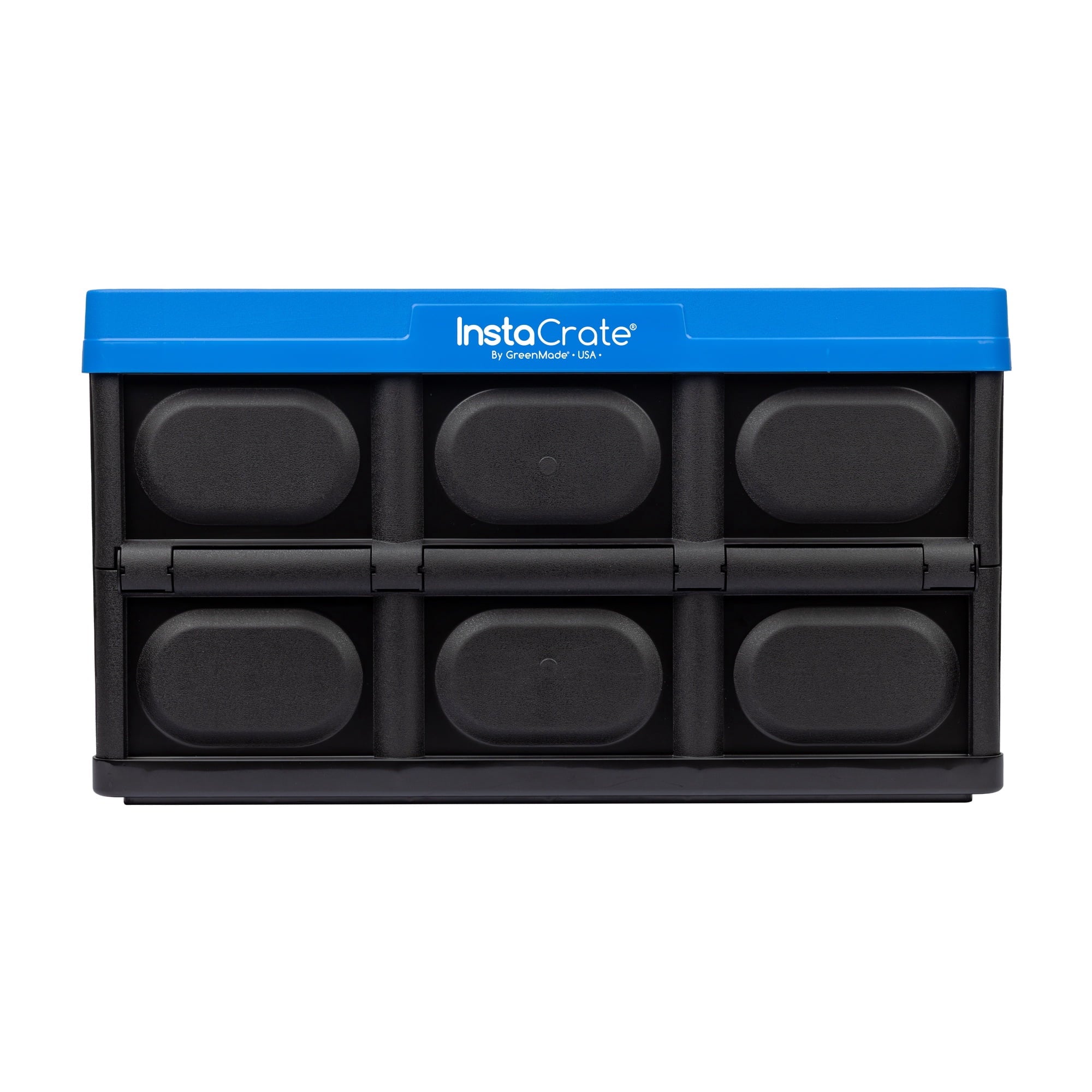Greenmade Instacrate 12-Gallon Collapsible Plastic Storage Bin with Handles, Black and Blue - Image 5