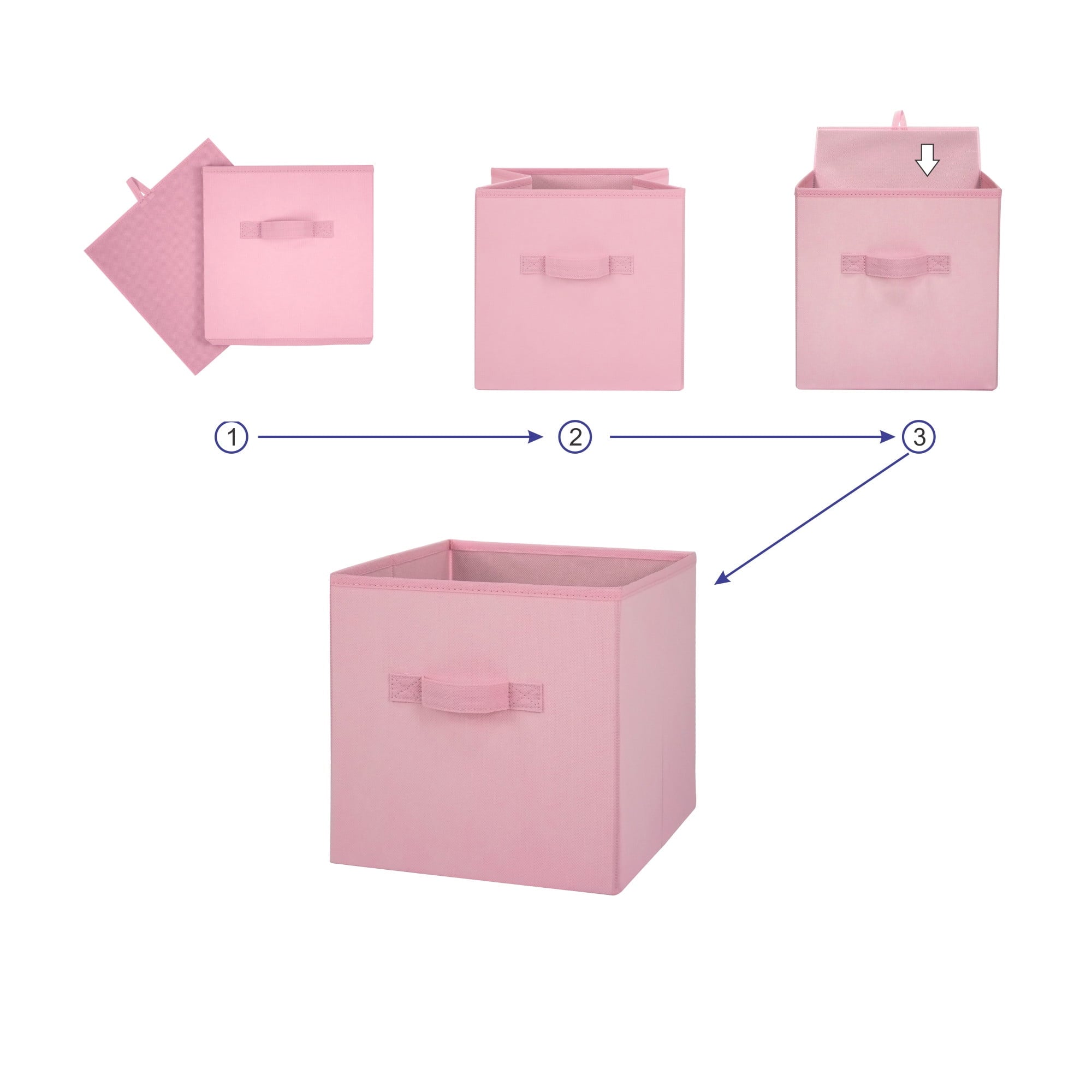Collapsible Cube Fabric Storage Bins (10.5" x 10.5"), 6 Pack, Pink Puff - Image 4