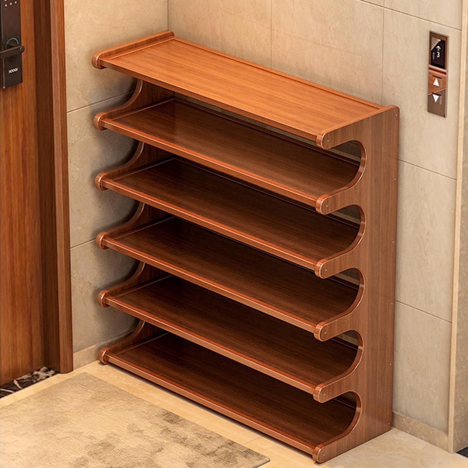 Bamboo Shoe Rack, Multi-Layer Space-Saving Shoe Organizer for Entryway, Bedroom or Living Room, Stable & Easy to Install, 6-Tier Options (6 - Image 2