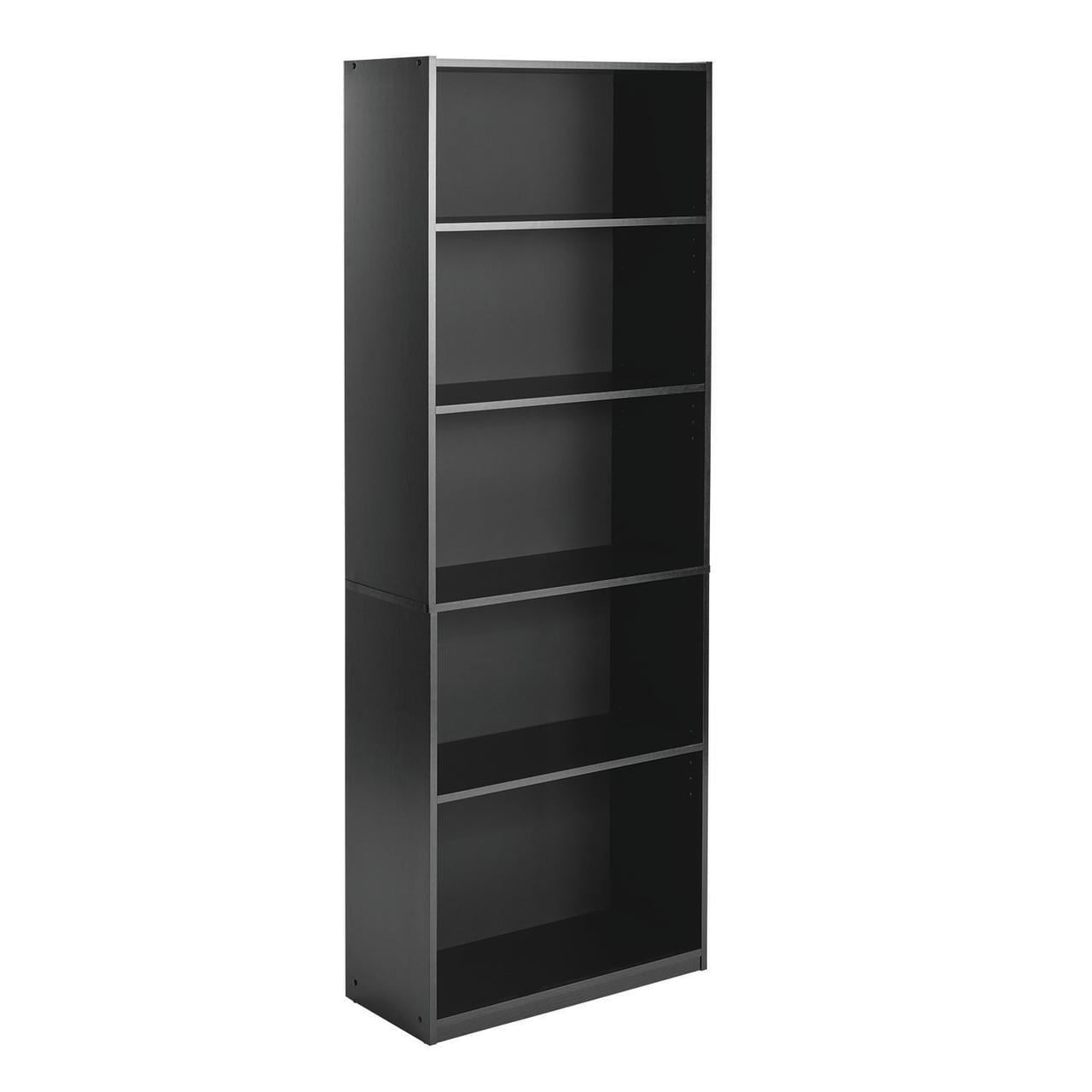 Mainstays 5-Shelf Bookcase with Adjustable Shelves, True Black Oak - Image 2