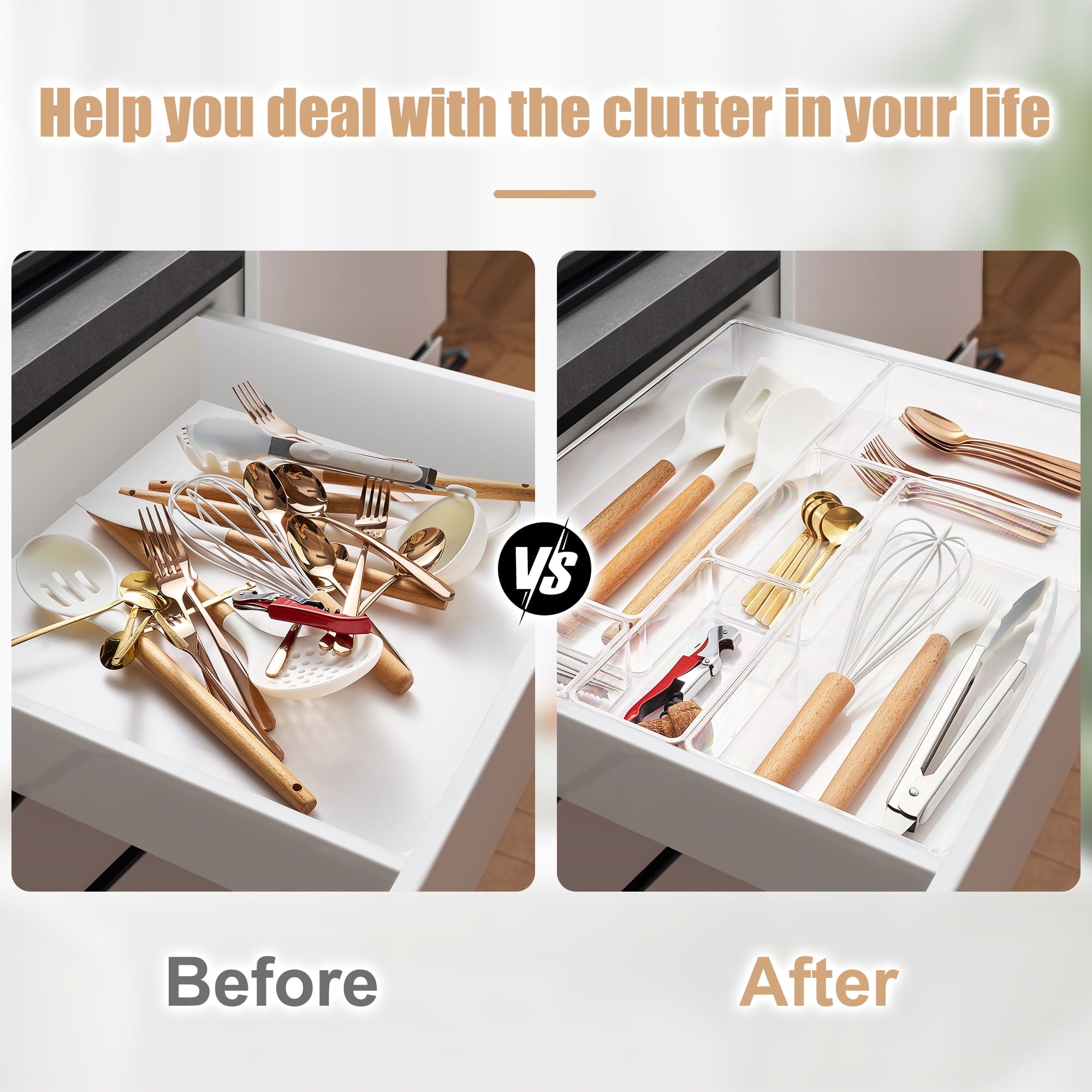 Clear Drawer Organizer Set for Kitchen Storage - Image 5