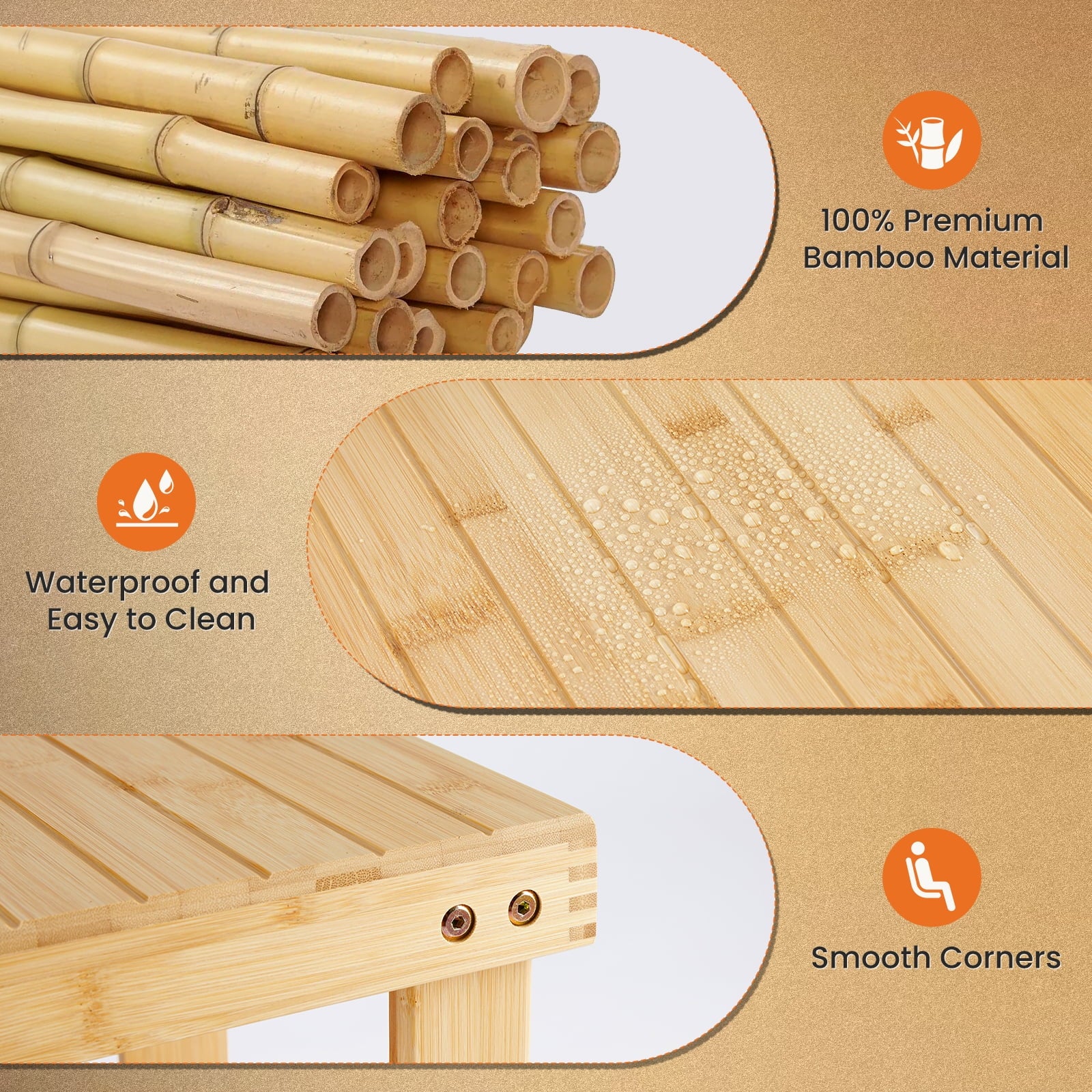 Bamboo Shoe Bench for Entryway, 3-Tier Sturdy Shoe Rack Organizer, 286Lb Weight Capacity Storage Shelf for Shoes, Per... - Image 5