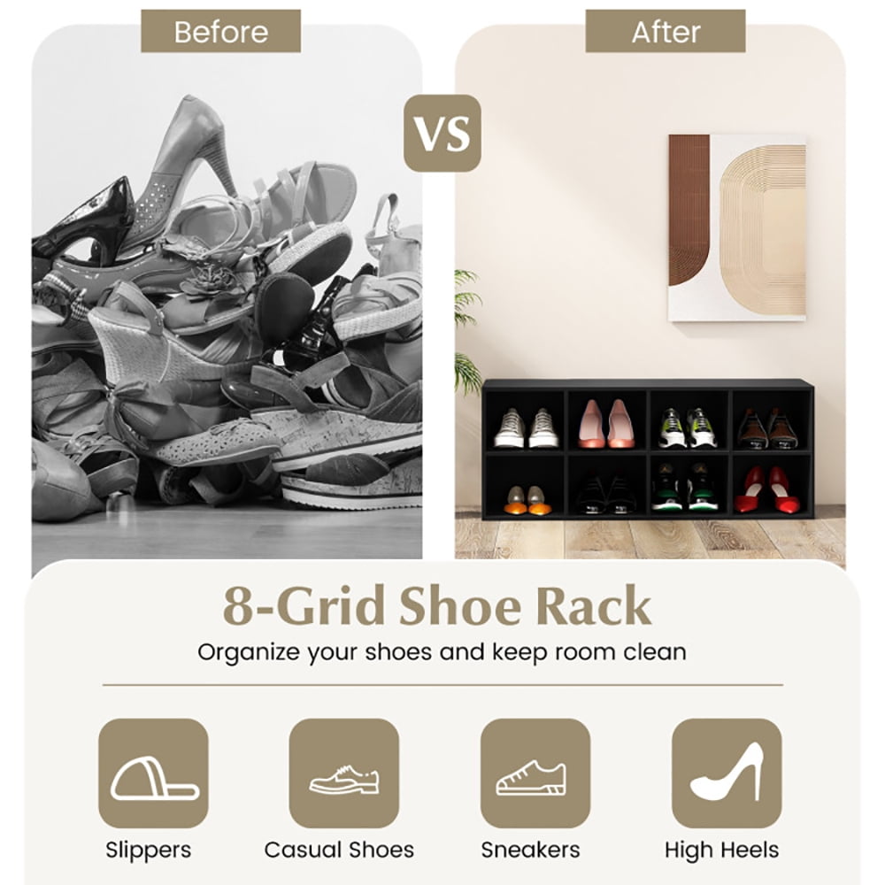 8 Cubbies Shoe Organizer with 500 LBS Weight Capacity-Black, Space-Saving Shoe Rack Organizer for Closet Entryway - Image 5
