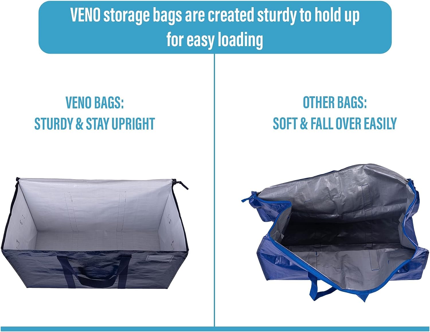 2 Pack XL Heavy Duty Foldable College Packing Moving Storage Zipper Bag W/ Reinforced Structure Alternative to Moving... - Image 2