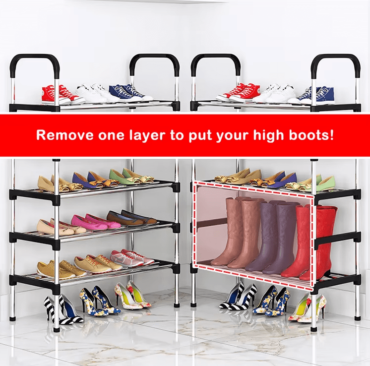 7-Tier Multifunctional Metal Shoe Rack Organizer for Entryway,Hallways,Bedrooms - Image 4