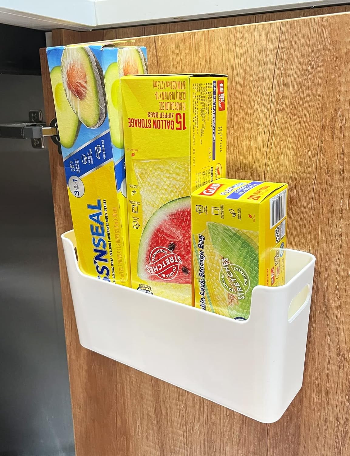 GIXUSIL 2 Pack Large Cabinet Door Organizer Adhesive Mount Kitchen Wrap Organizer Container Plastic Storage Shelf Versatile for Kitchen, Bat - Image 4