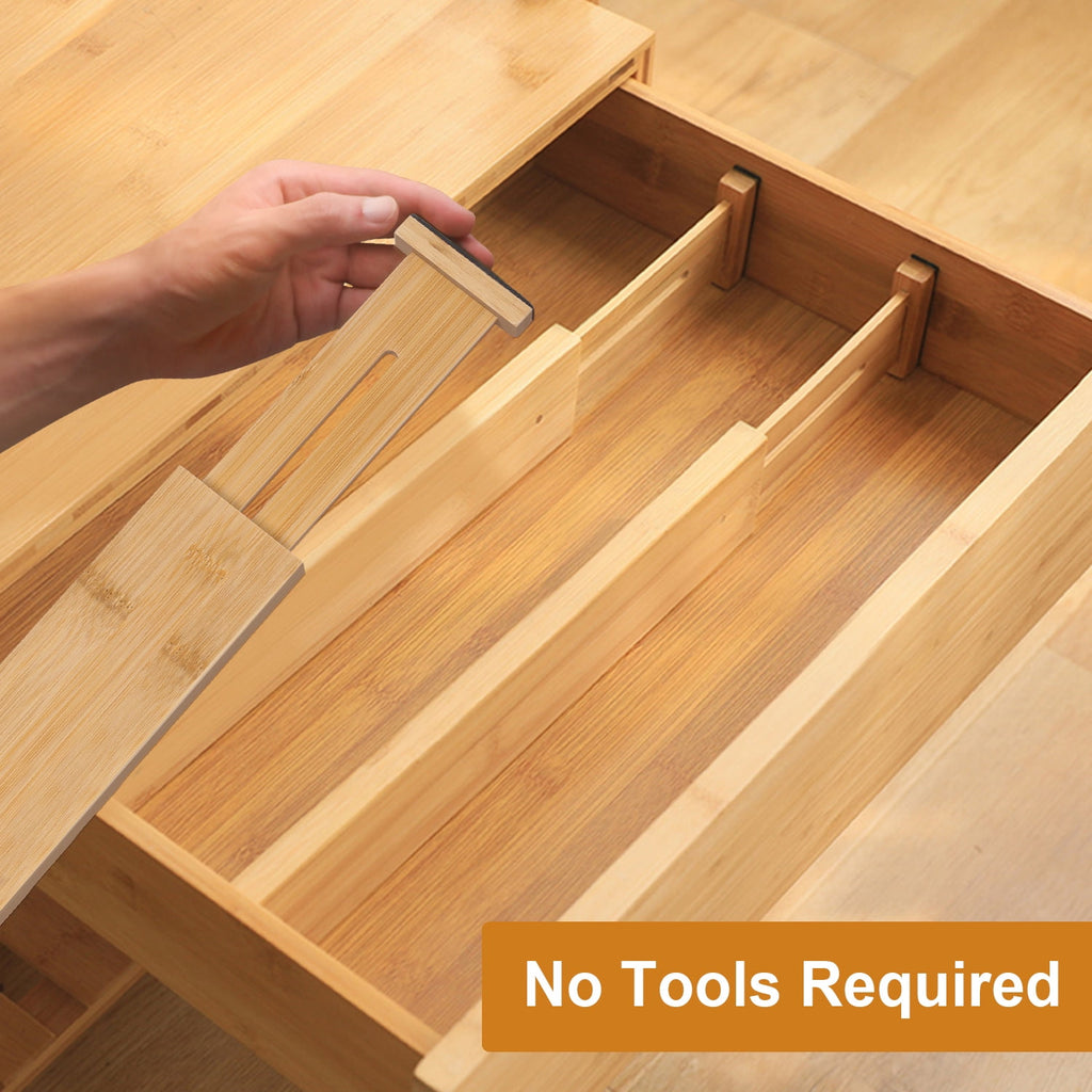 Bamboo Drawer Dividers,12-17" Adjustable Kitchen Drawer Organizer for Clothes,4 Pack Expandable Drawer Organization S... - Image 6