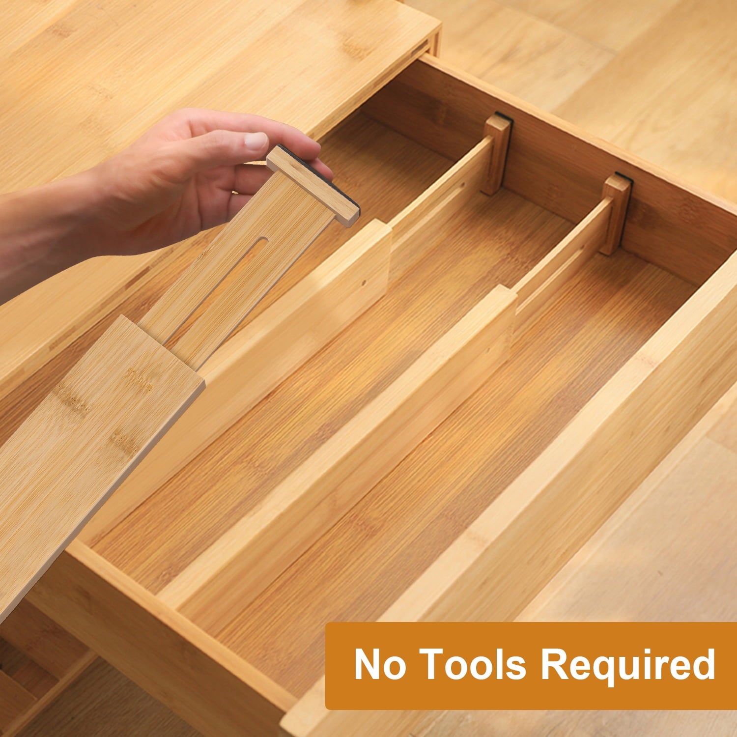 Bamboo Drawer Dividers,12-17" Adjustable Kitchen Drawer Organizer for Clothes,4 Pack Expandable Drawer Organization S... - Image 6