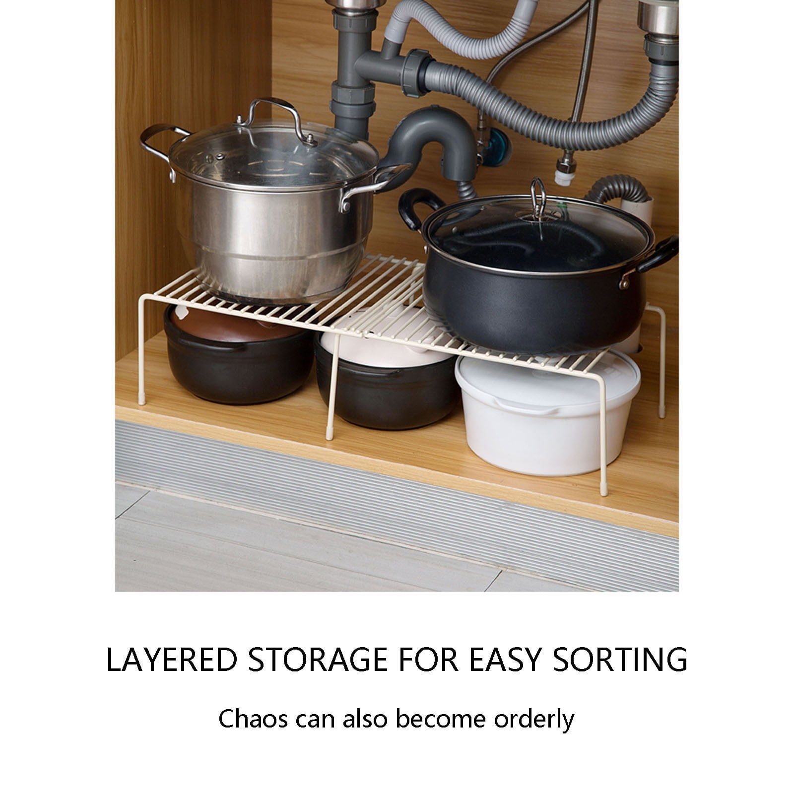 Adjustable Kitchen Shelf Organizer,Multi-Purpose Storage Rack For Cabinet And Countertop Featuring Rust-Proof Coating... - Image 5