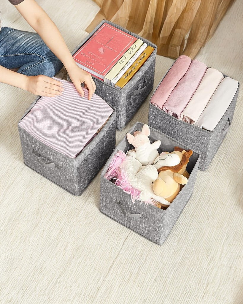 6 Pack Storage Cubes 11-Inch Non-Woven Fabric Bins with Double Handles Closet Organizers for Shelves Gray - Image 6