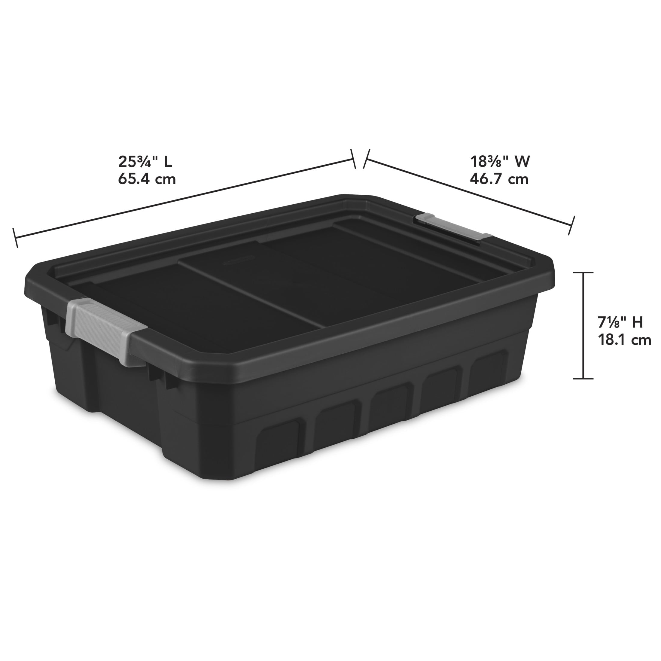 Bin, 10 Gallon Durable Plastic Tote with Latch Lid, Black, 6 Pack - Image 2