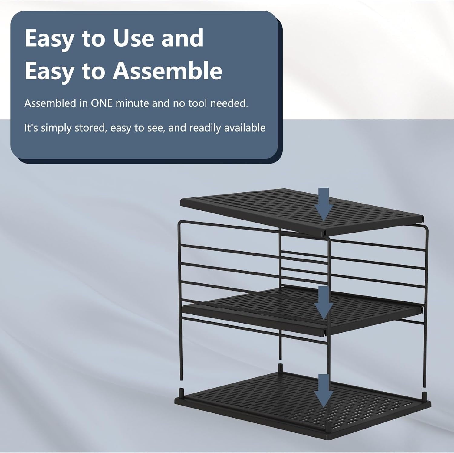 YTCYKJ Adjustable Shelf Storage , Pantry Organizer, Divided Compartment Holder for Aluminum Foil, Wraps & Baggie Boxes, Black - Image 5