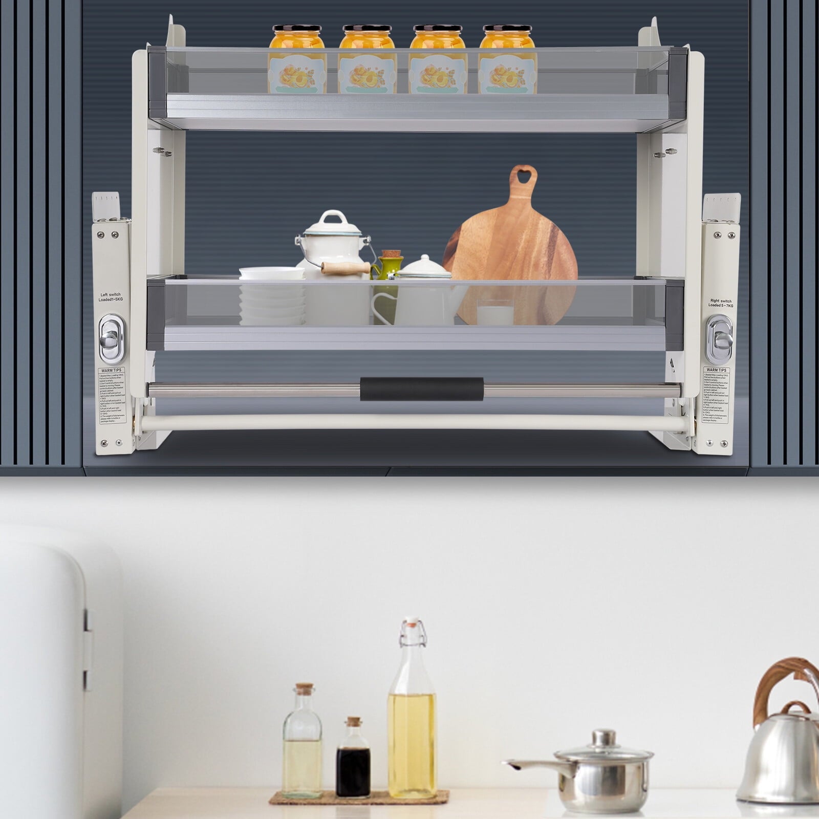 2-Tier Shelf Upper Wall Cabinet Storage Organizer 31.1*10.2*21.5in for Kitchens, Bars, Cafes, Cabinets