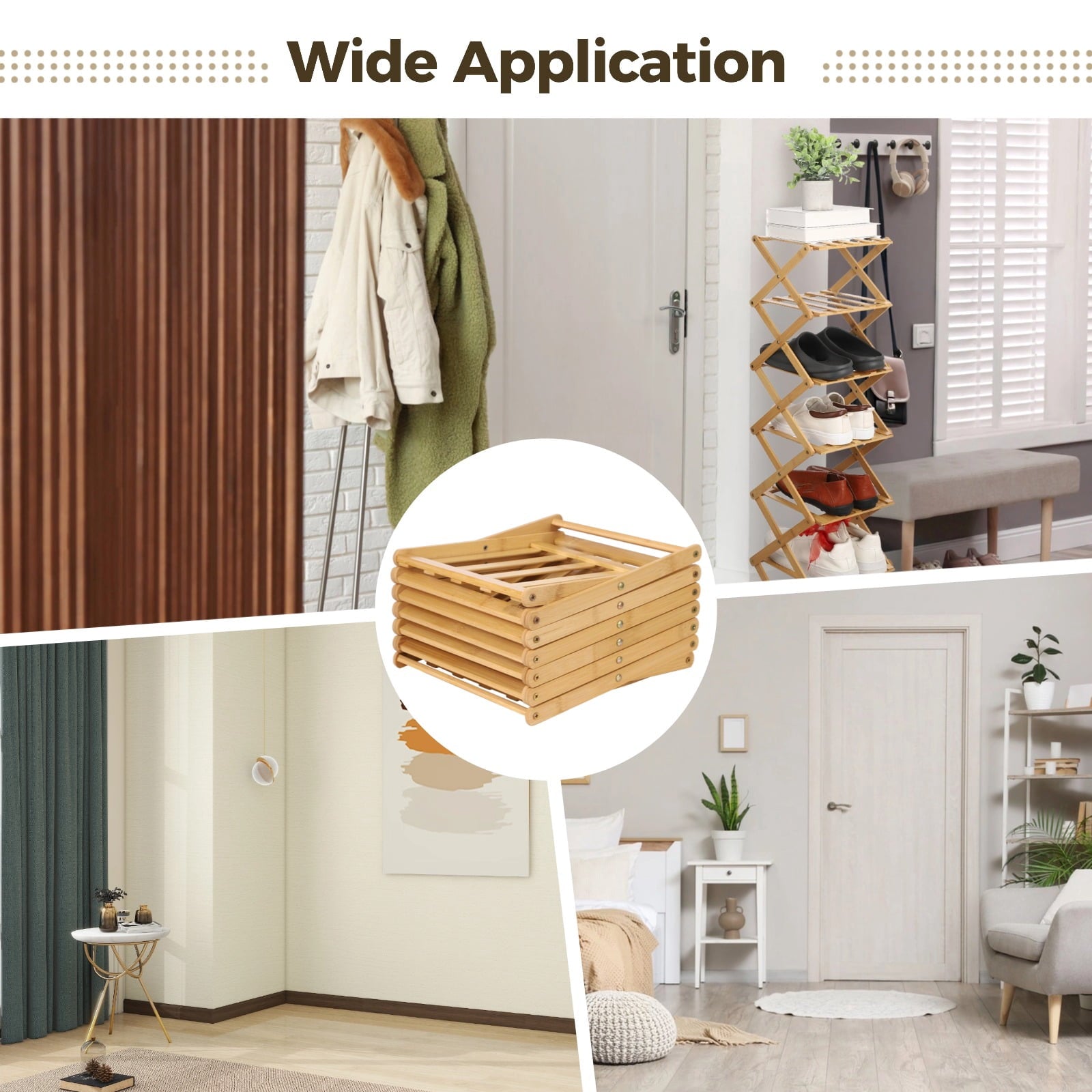 7 Tier Wooden Vertical Shoe Rack, Folding Narrow Shoe Organizer, Standing Portable Shoe Storage Shelf for Entryway, B... - Image 5