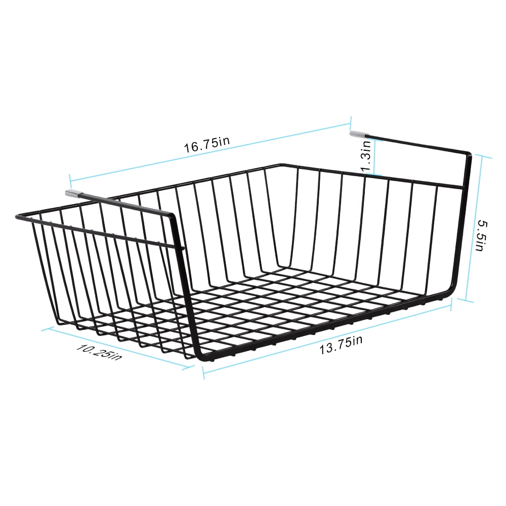 4 Compartment Under Shelf Hanging Basket Organizer, Black, 4 Pack - Image 5