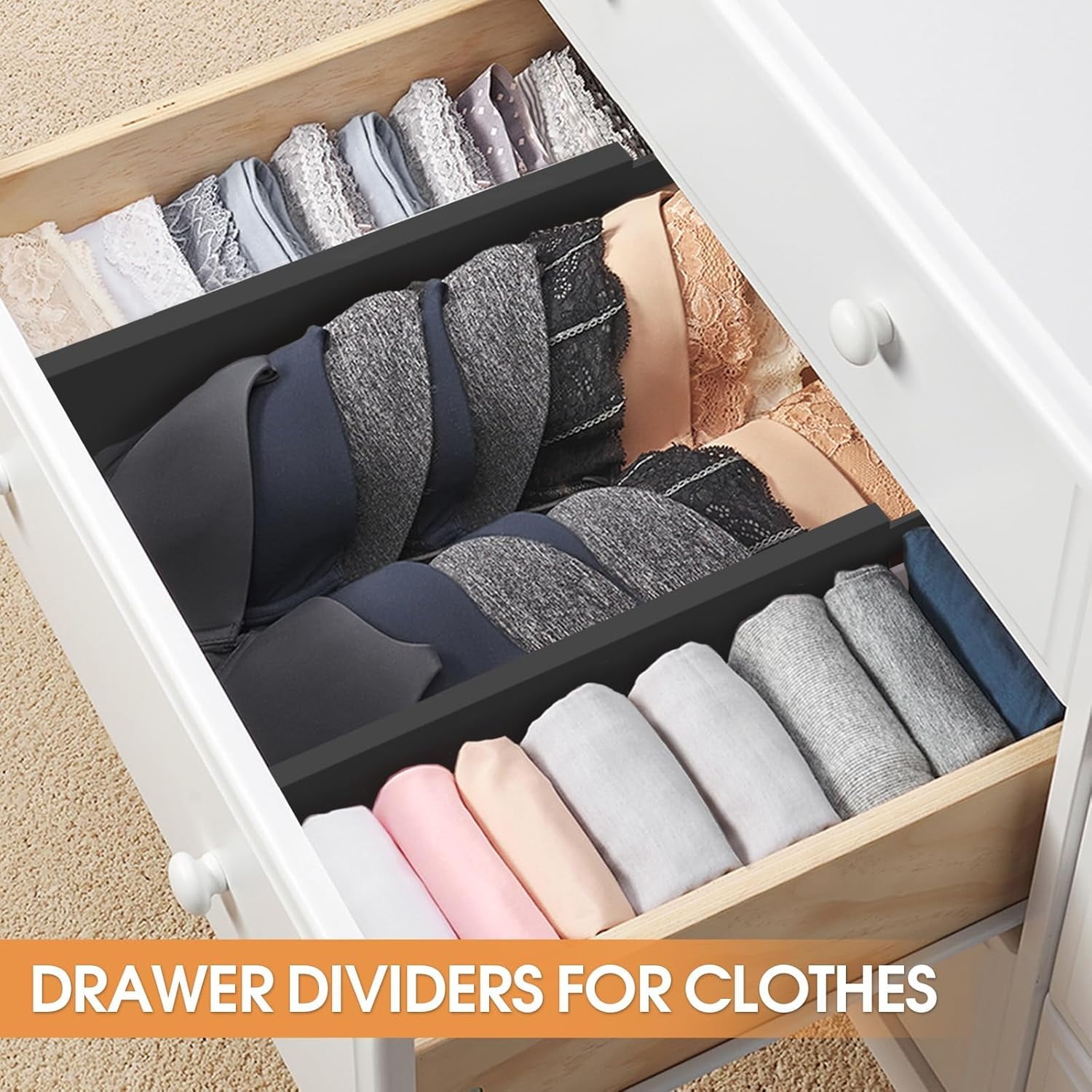 Bamboo Drawer Dividers,17-22" Adjustable Kitchen Drawer Organizer for Clothes,4 Pack Expandable Drawer Organization Separators for Bedroom,B - Image 4