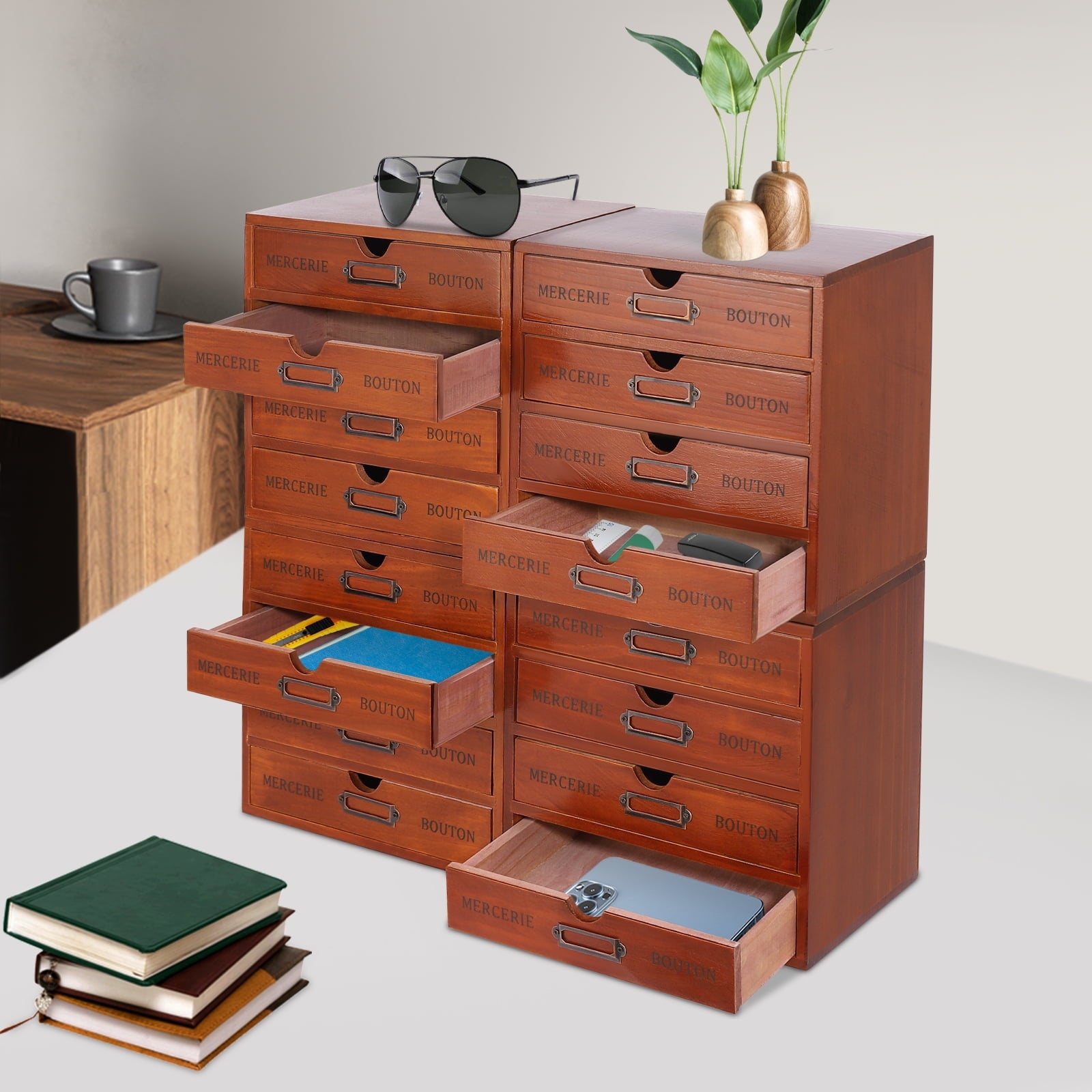 16-Drawer Organizer Set, Space-saving Drawer Organizers, Ready-to-Use 4-Piece Drawer Organizer, for Living Rooms and ... - Image 5