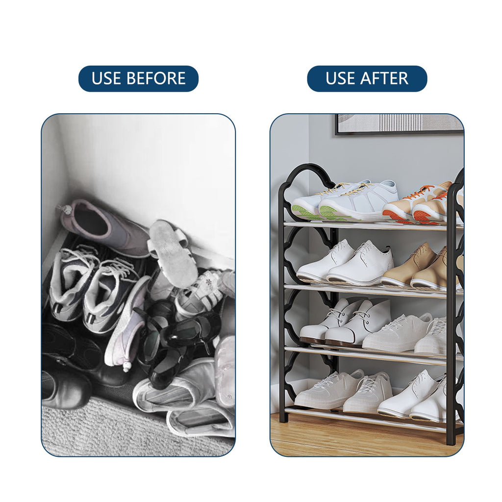 4-Tier Shoe Rack Expandable, Width Adjustable Shoe Shelf Storage Organizer, 22'' Metal Standing Shoe Rack for Bedroom... - Image 4