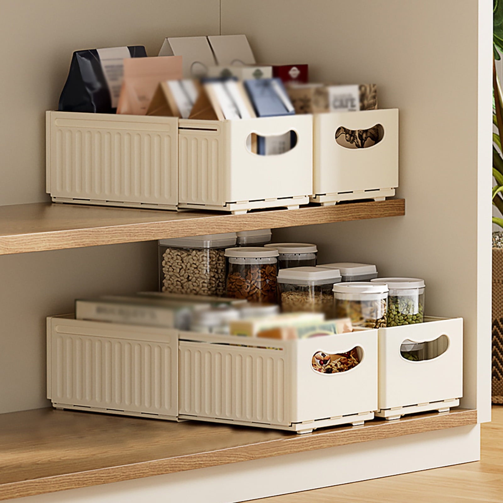 Versatile Expandable Drawer Organizer Adjustable Cabinet Storage Solution Foldable Stackable Household Sorting Tray - Image 4