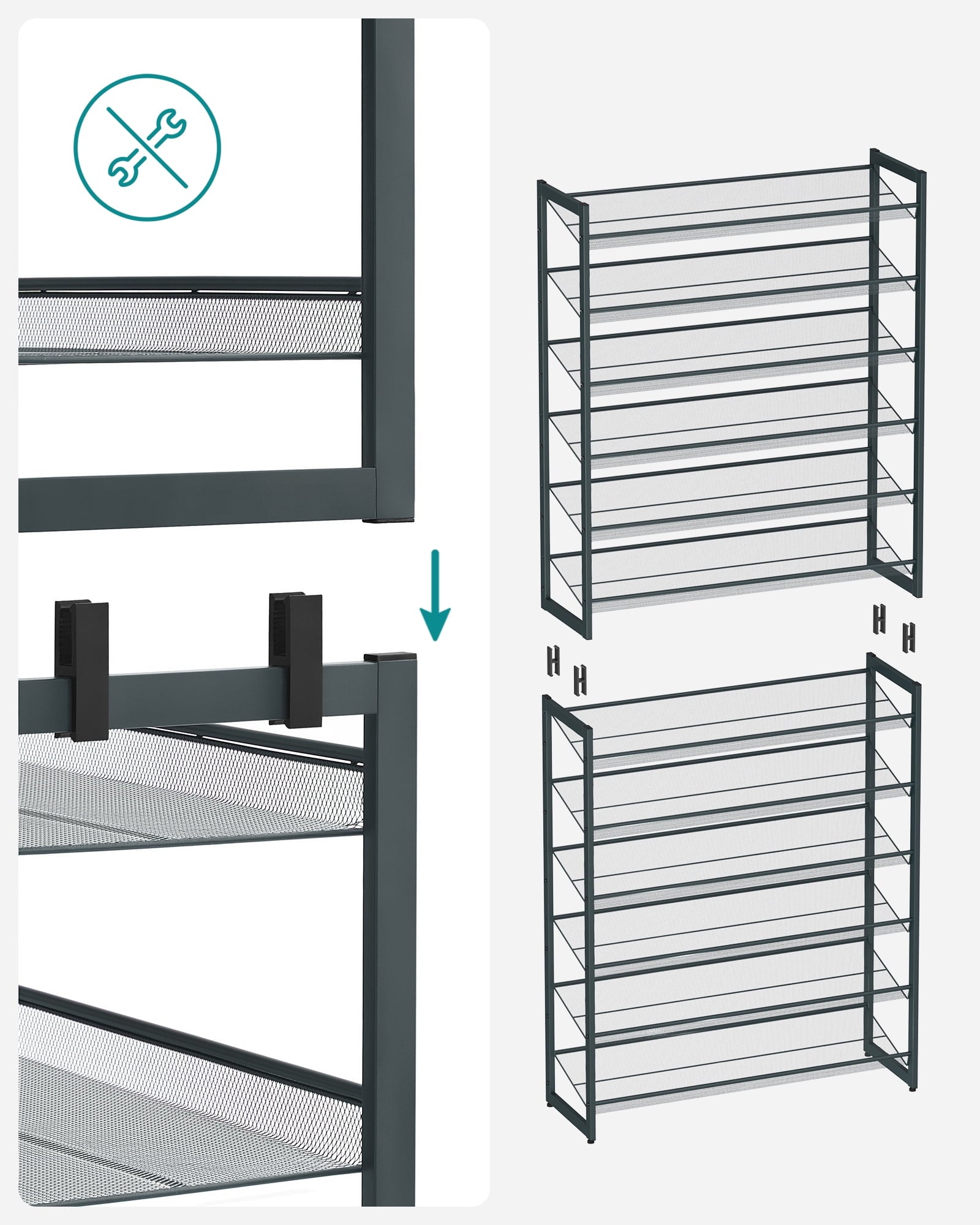 12-Tier Metal Shoe Rack Organizer, Stackable Shoe Storage for Closet, Entryway, Garage Slanted Shelves, Holds 48-60 P... - Image 4