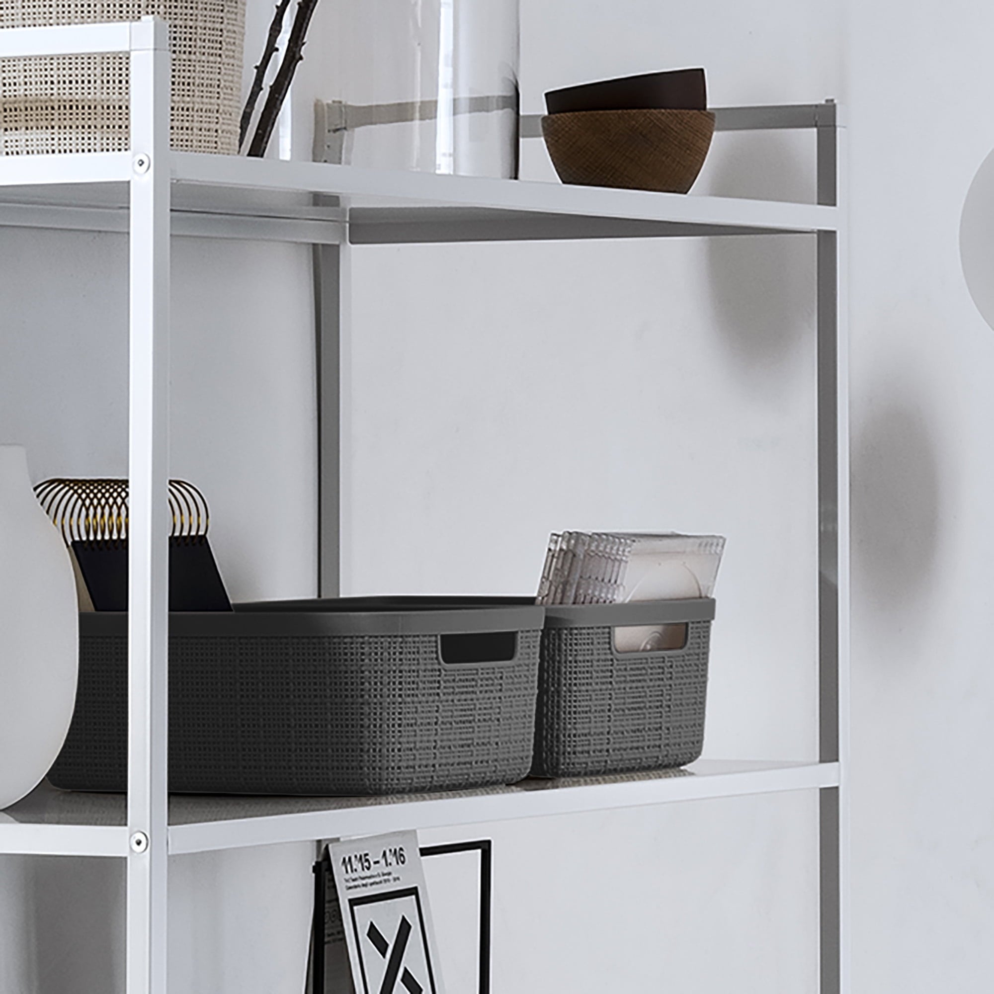 Jute Small Gray Plastic Decorative Storage Basket, 10.6 in x 7.8 in x 4.3 in - Image 4