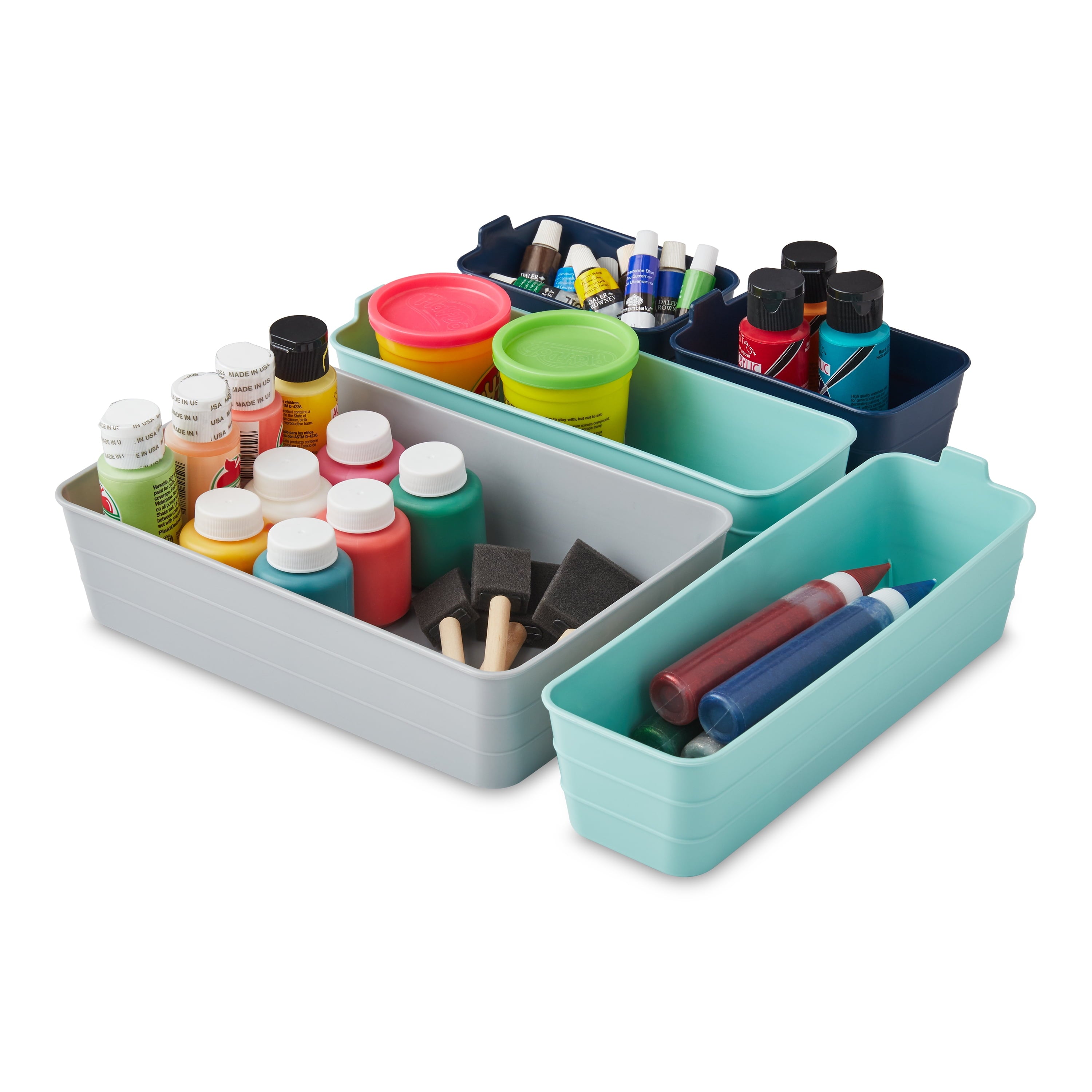 Set of 5 Flexible Drawer Storage Organizers, Navy Teal Gray, Case of 6, 30 Piece - Image 5