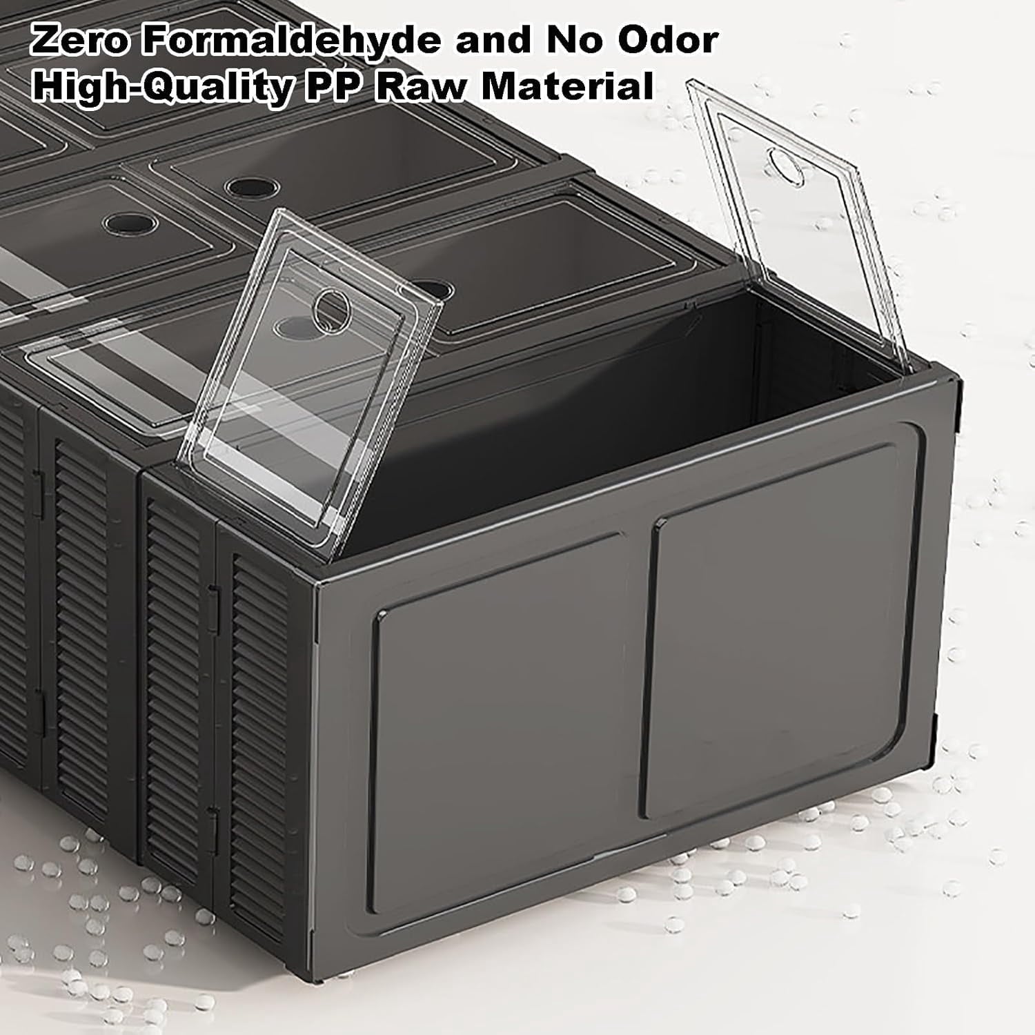 1 PCS 9 Layers Black Plastic Foldable Retail Shoe Display Racks With Transparent Door, Big Capacity Collapsible Shoe ... - Image 4