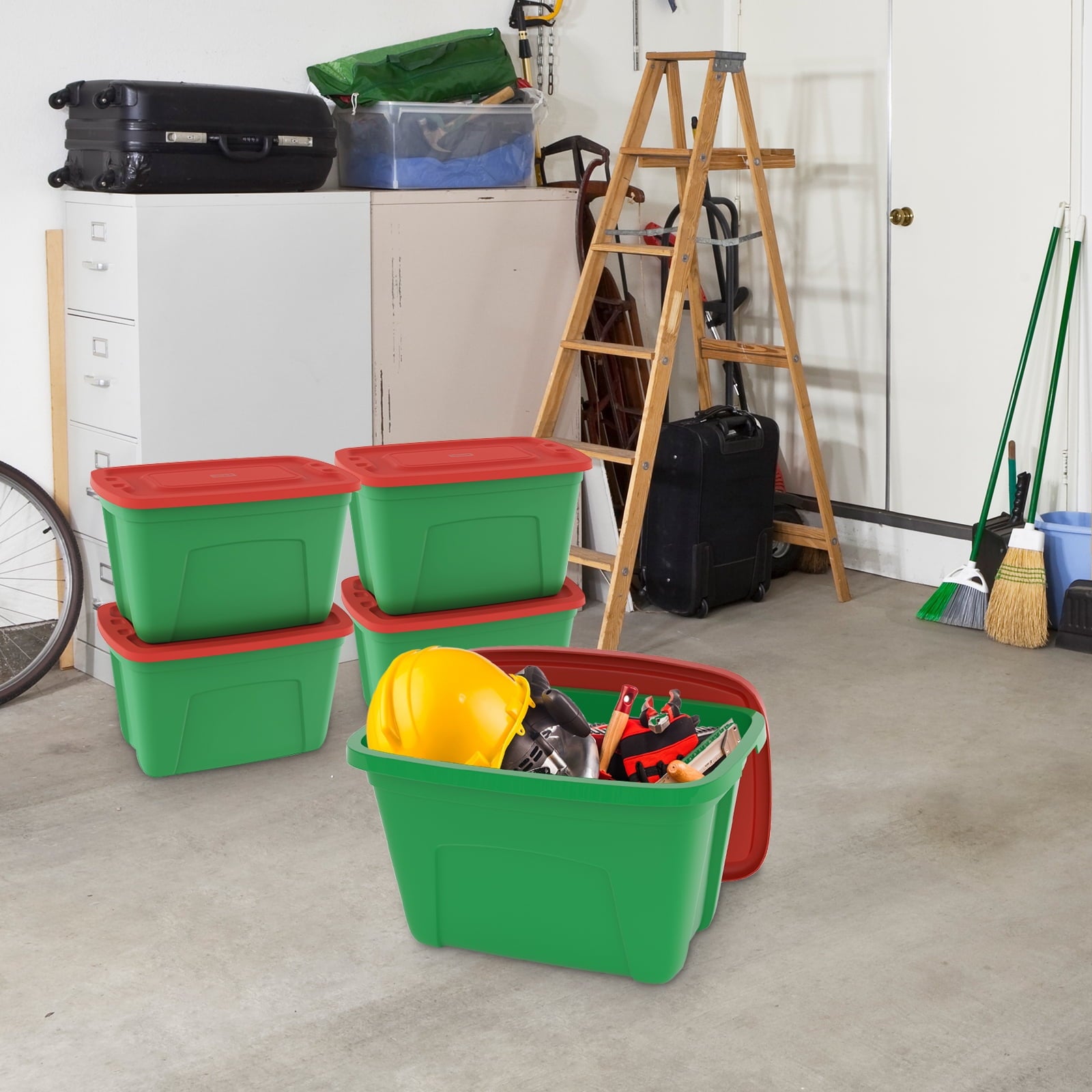 SimplyKleen 4 pack 18 Gallon Christmas Storage Bins with Lids, Stackable Totes, Plastic Storage Containers, Garage Organization, 18-Gallon ( - Image 3
