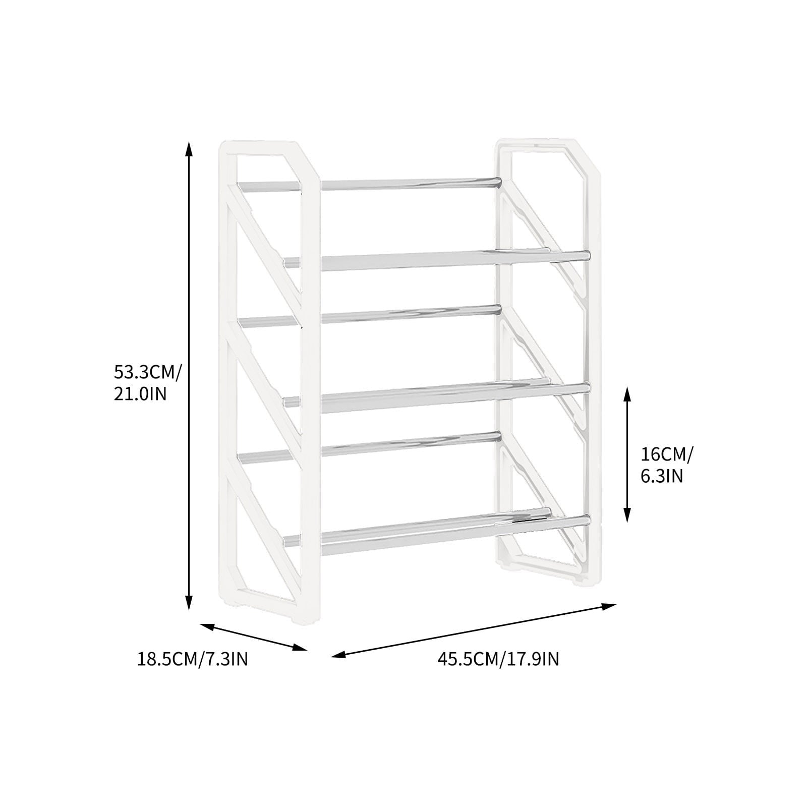RKSTN Slanted Shoe Rack Organizer 3 Tier for Closet, Entryway Free Standing Storage Shoe Shelf, Long Shoe Storage for... - Image 5