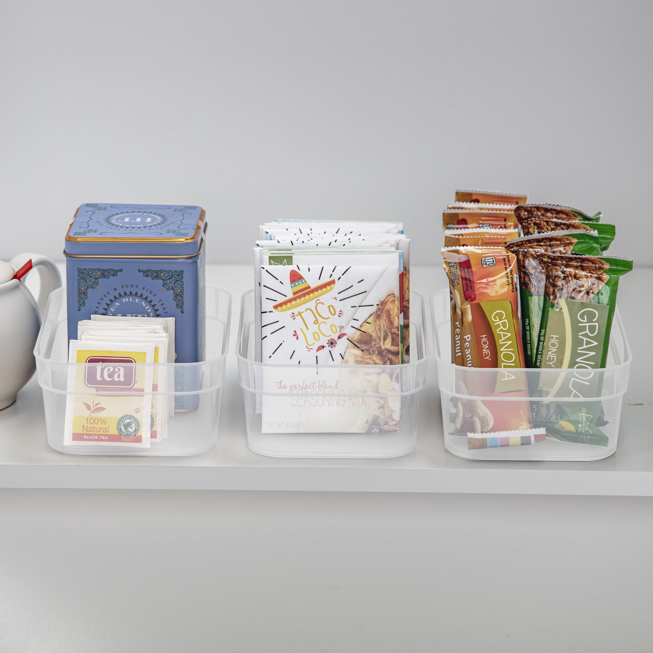 Set (3) Medium Storage Trays, Clear Plastic Open Bins, Drawer Organizers, 8 Count - Image 3