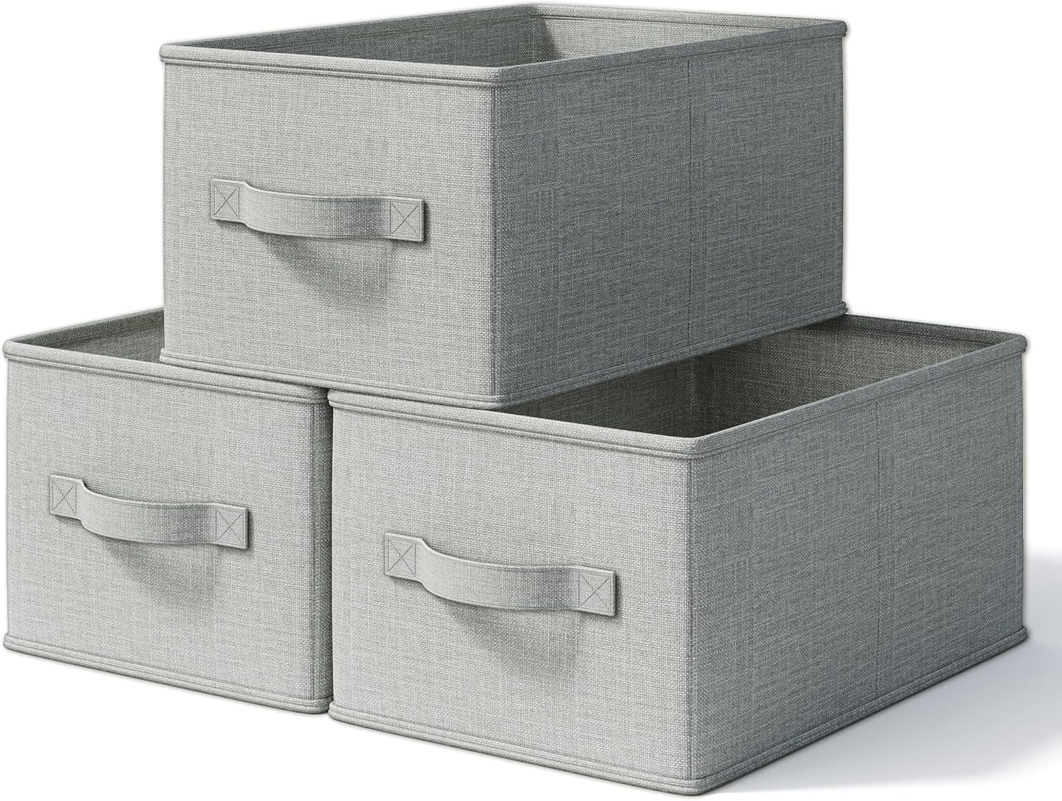 3 Pack Fabric Storage Bins for Shelves Closet Storage Bins Collapsible Closet Organizers for Clothes