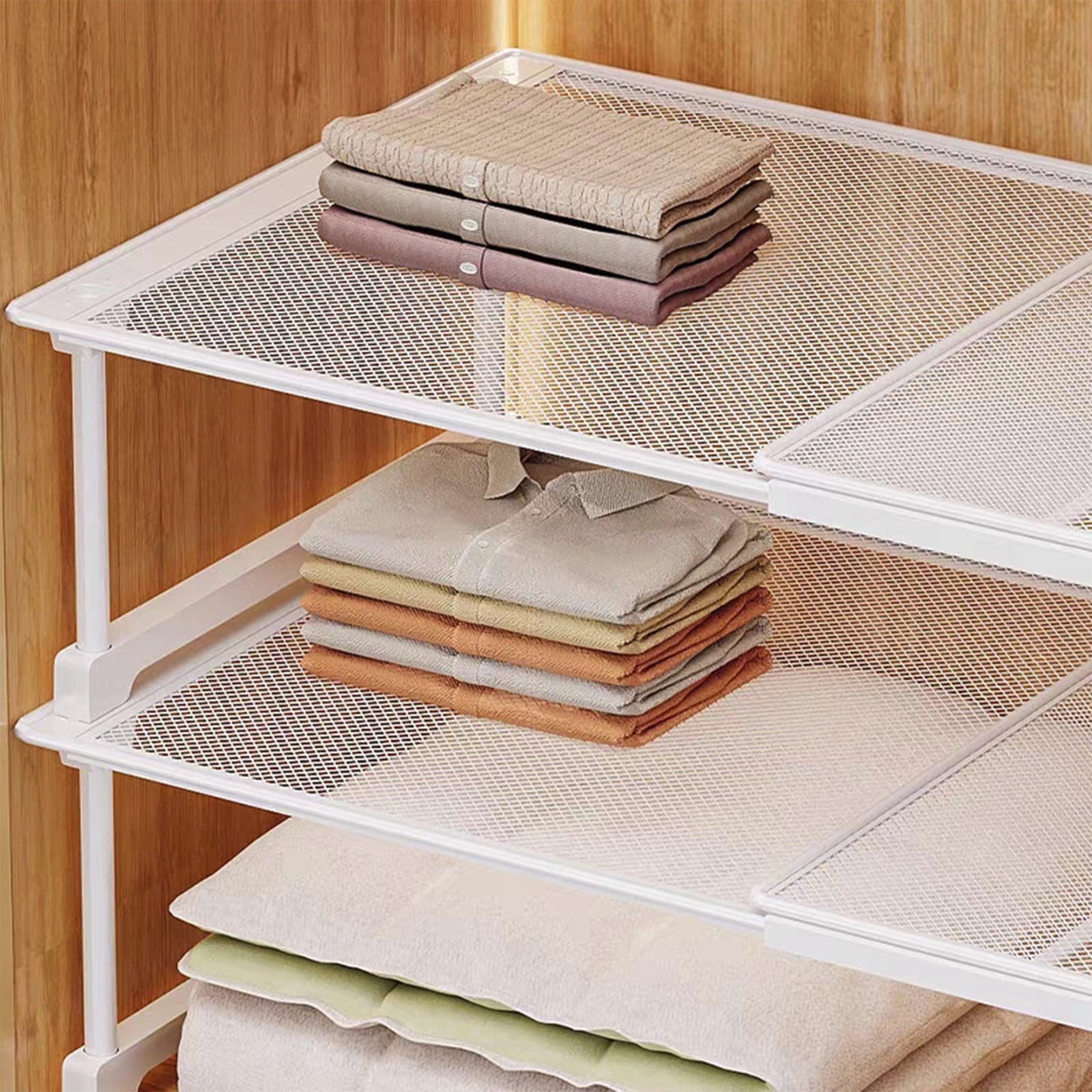 Expandable Cabinet Shelf Organizer Wardrobe Organizer Rack Adjustable Closet Storage Shelf Metal Mesh Stackable Shelv... - Image 5