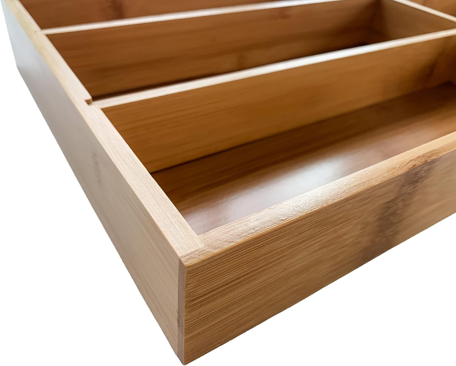 Premium Bamboo Drawer Organizer 6-Compartment Wood Finish Organizer for Kitchen, Office, or Clothing - Image 4
