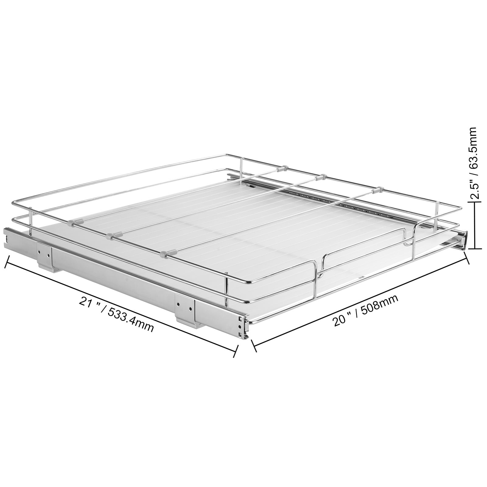 KFFKFF 20"W x 21"D Cabinet Slide-Out Shelf, Durable Sliding Pantry Organizer, Chrome Steel Roll-Out Drawers, Space-Saving Storage for Kitche - Image 5