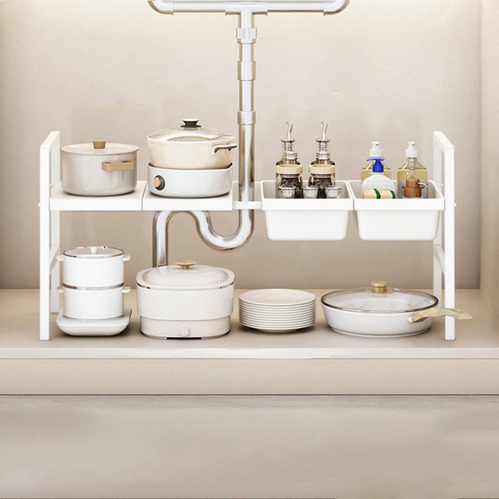 Cinvoph Scalable Cabinet Organizer Shelf Versatile Countertop Spice Rack Space Saving for Kitchen Bathroom Desk Pantry Utensils Home Storage - Image 4