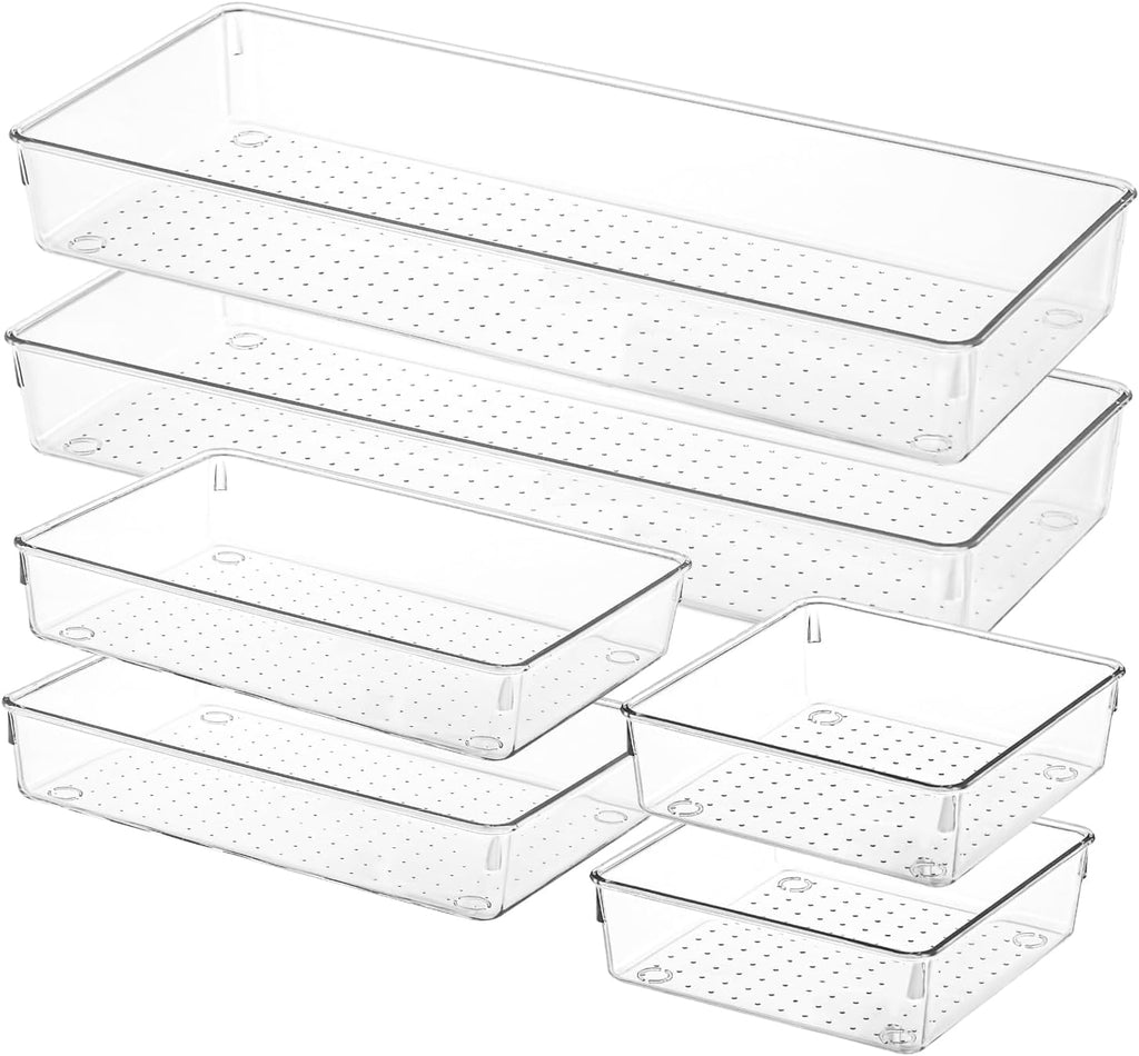 6 Set,3-Size Kitchen and Office Desk Organizer Trays, Non Slip Storage Bin Divider for,Gadgets Utensils,Bathroom Vani... - Image 2
