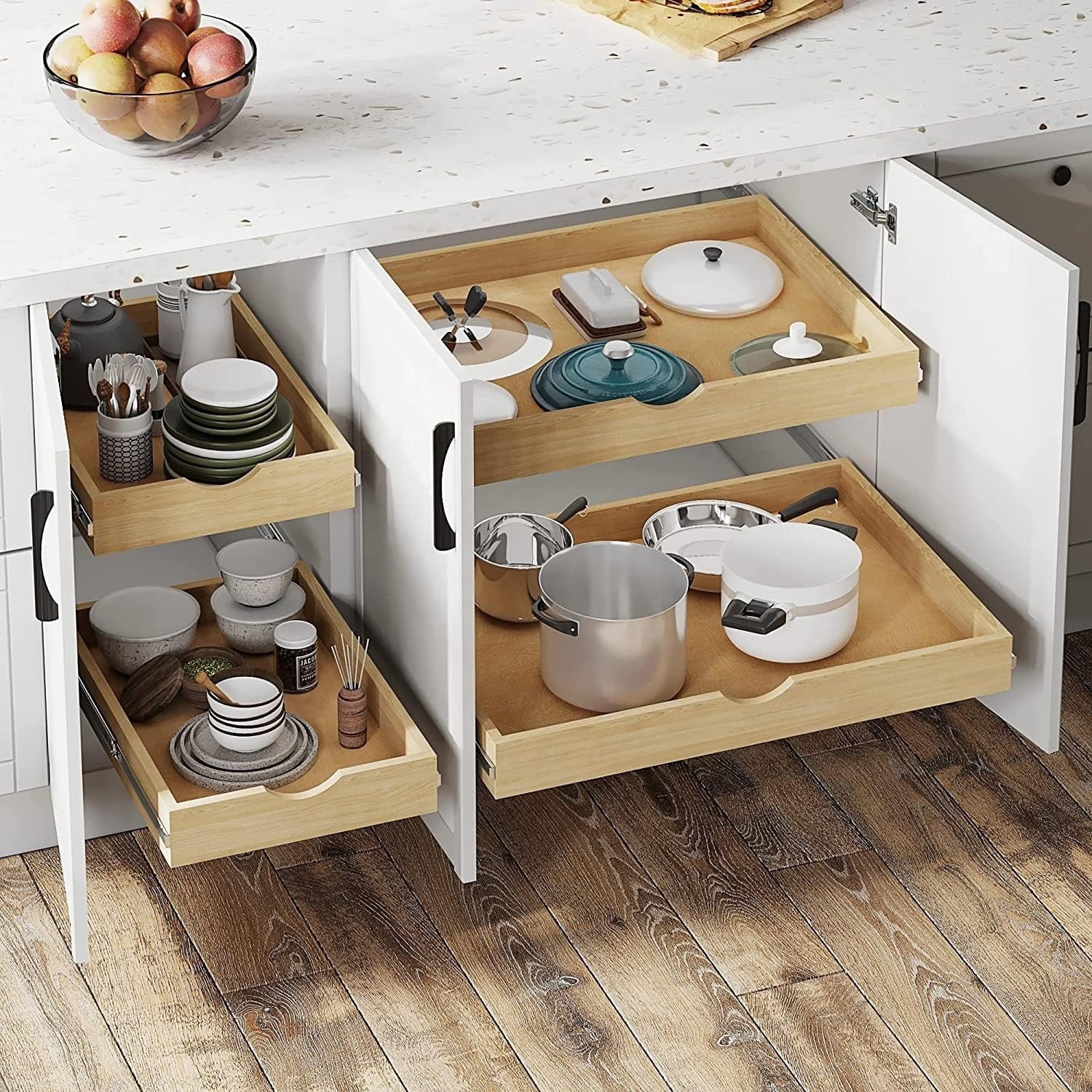 Couver Wood Pull-Out Drawer Shelf for Cabinets, Slide Out Storage Organizer for Kitchen, Pantry, Bathroom (W)21 x (D)21 - Image 3