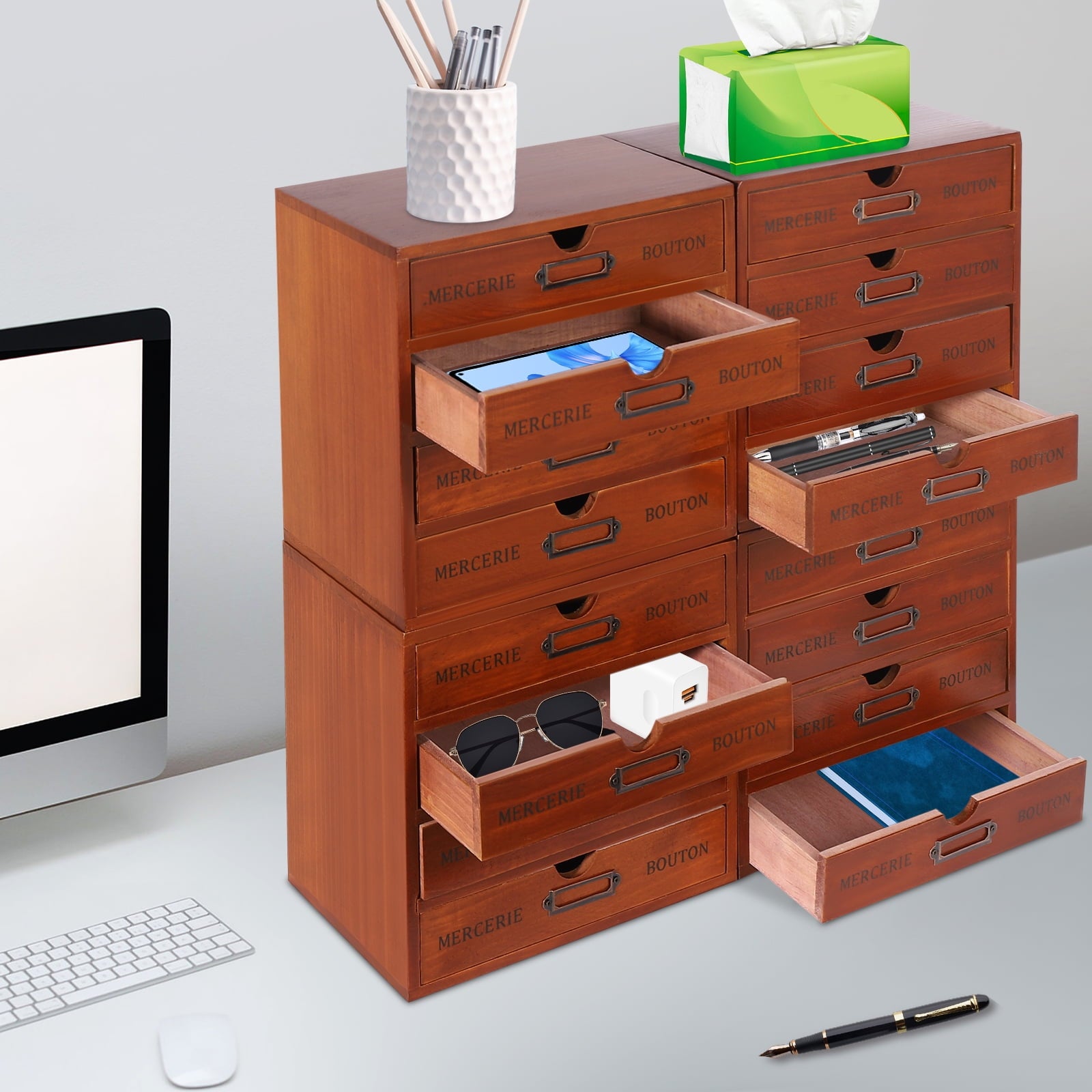 16-Drawer Organizer Set, Space-saving Drawer Organizers, Ready-to-Use 4-Piece Drawer Organizer, for Living Rooms and ... - Image 4
