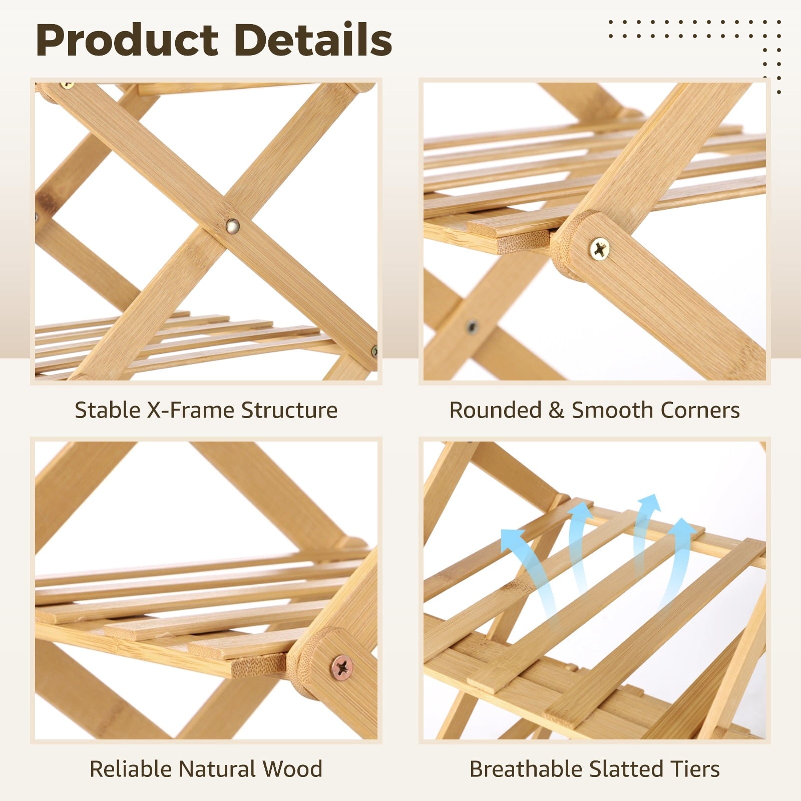 7 Tier Wooden Vertical Shoe Rack, Folding Narrow Shoe Organizer, Standing Portable Shoe Storage Shelf for Entryway, B... - Image 3