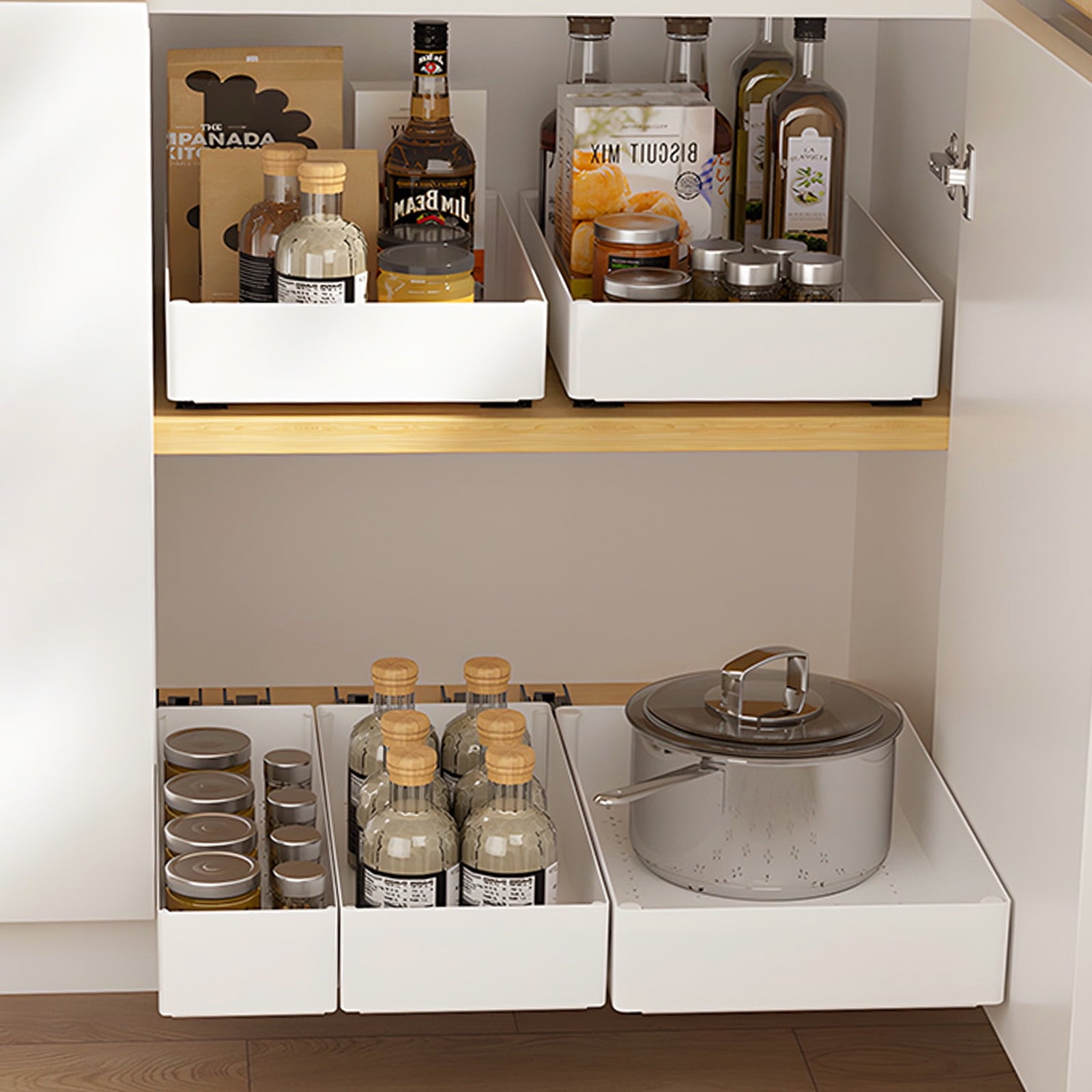 Pull Out Cabinet Organizer Adhesive with Nano Film,Slide Out Drawers Adhesive Heavy Duty Storage Drawer Shelf with Di... - Image 4