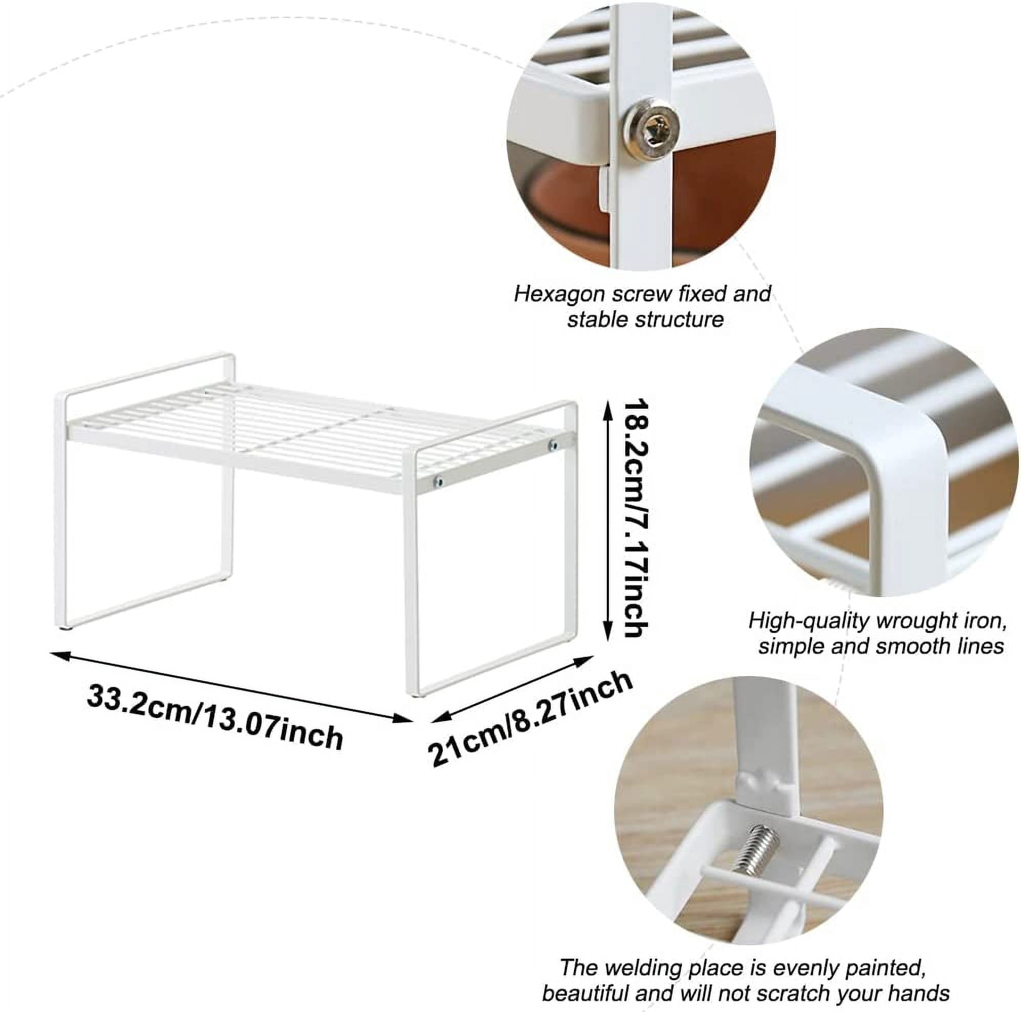 White Kitchen Metal Shelf, Cabinet Storage Rack, Countertop Organizer, Pantry Shelf for Cupboard, Plate, Dish, Bathro... - Image 2